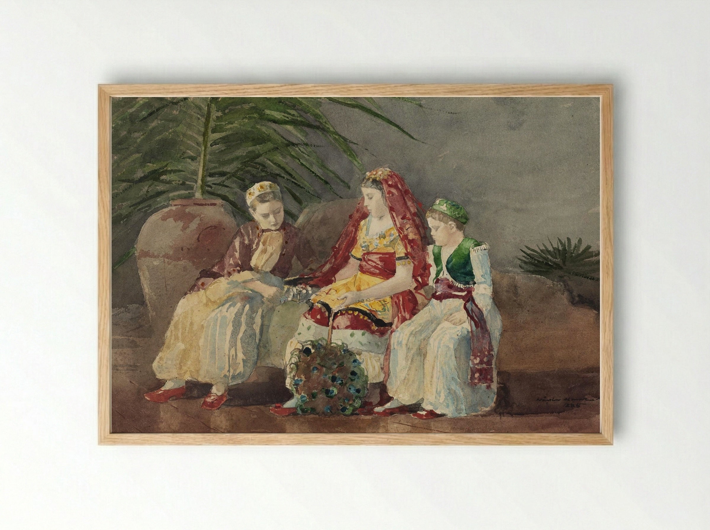 Children in Turkish Costume - Winslow Homer - Framed Print Wood