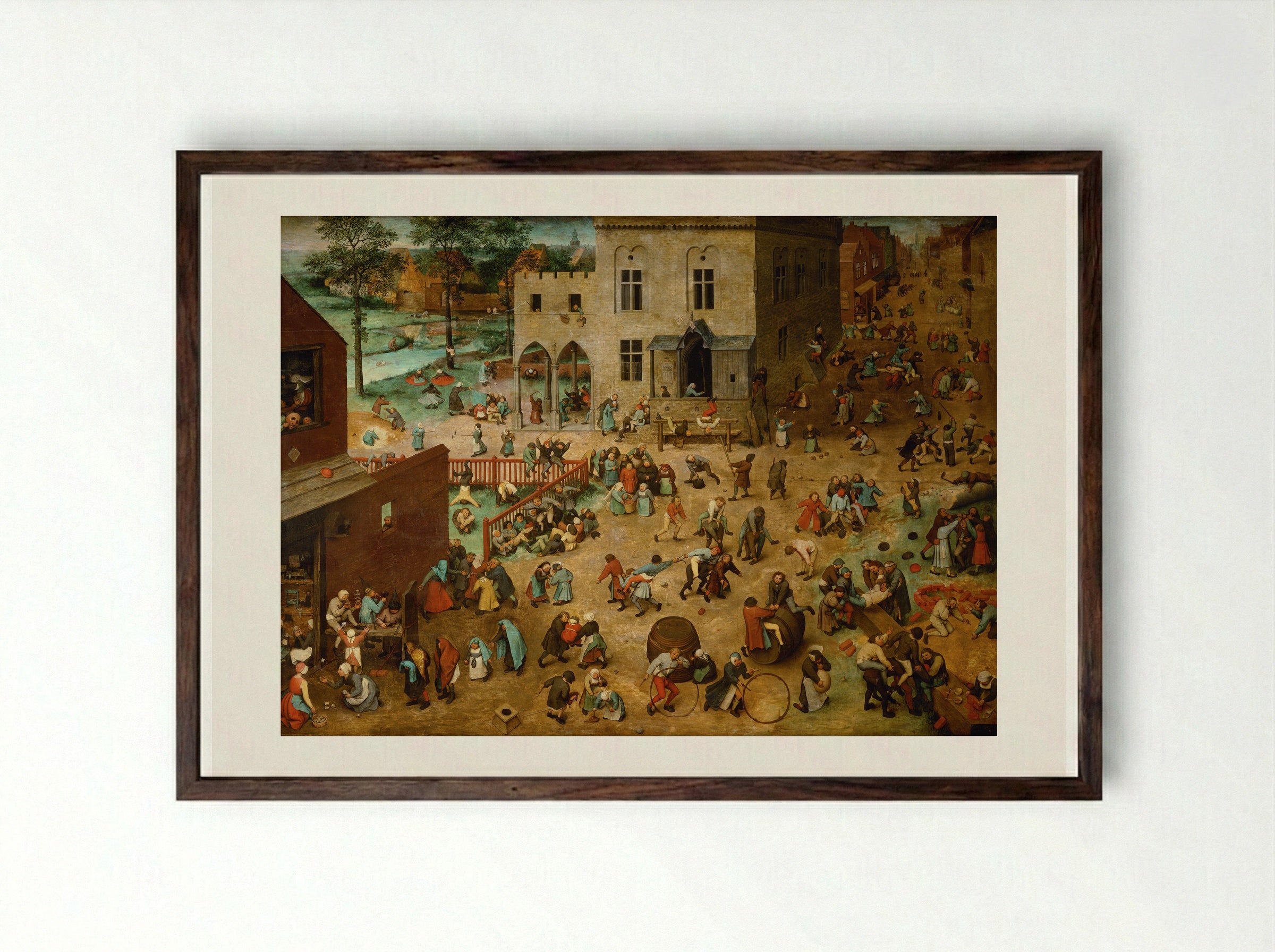 Children's Games - Pieter Bruegel the Elder - Framed Print Dark Wood