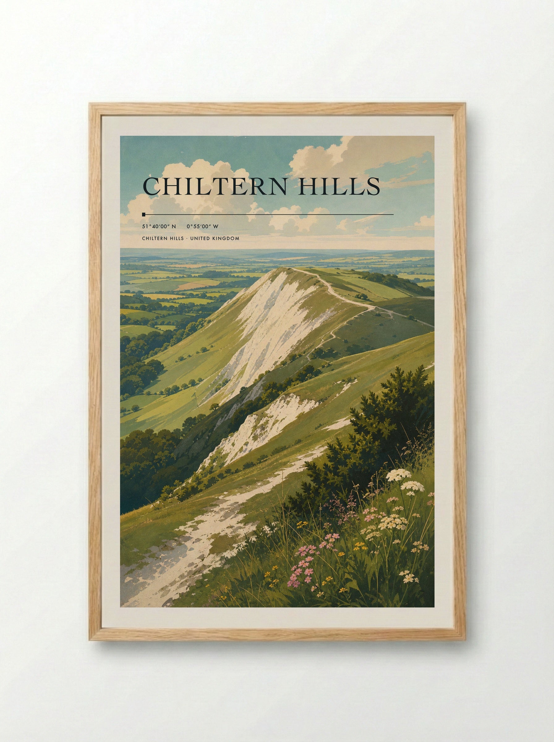Chiltern Hills United Kingdom Travel Poster - Framed Print Wood