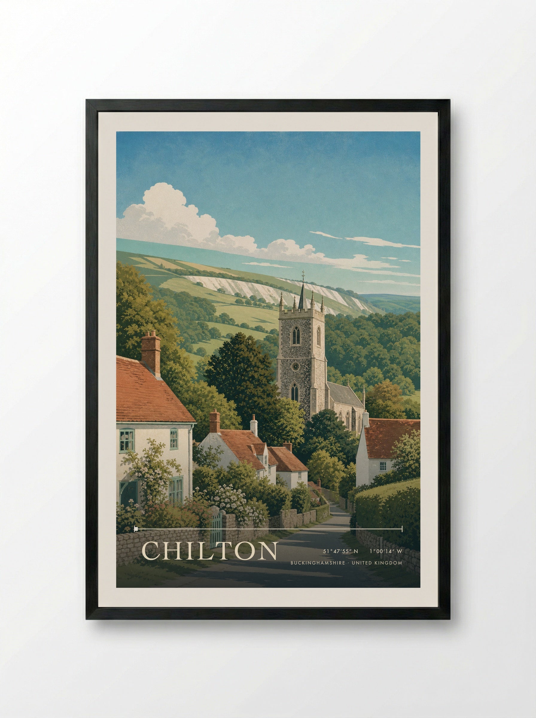Chilton Buckinghamshire United Kingdom Travel Poster - Framed Print Black