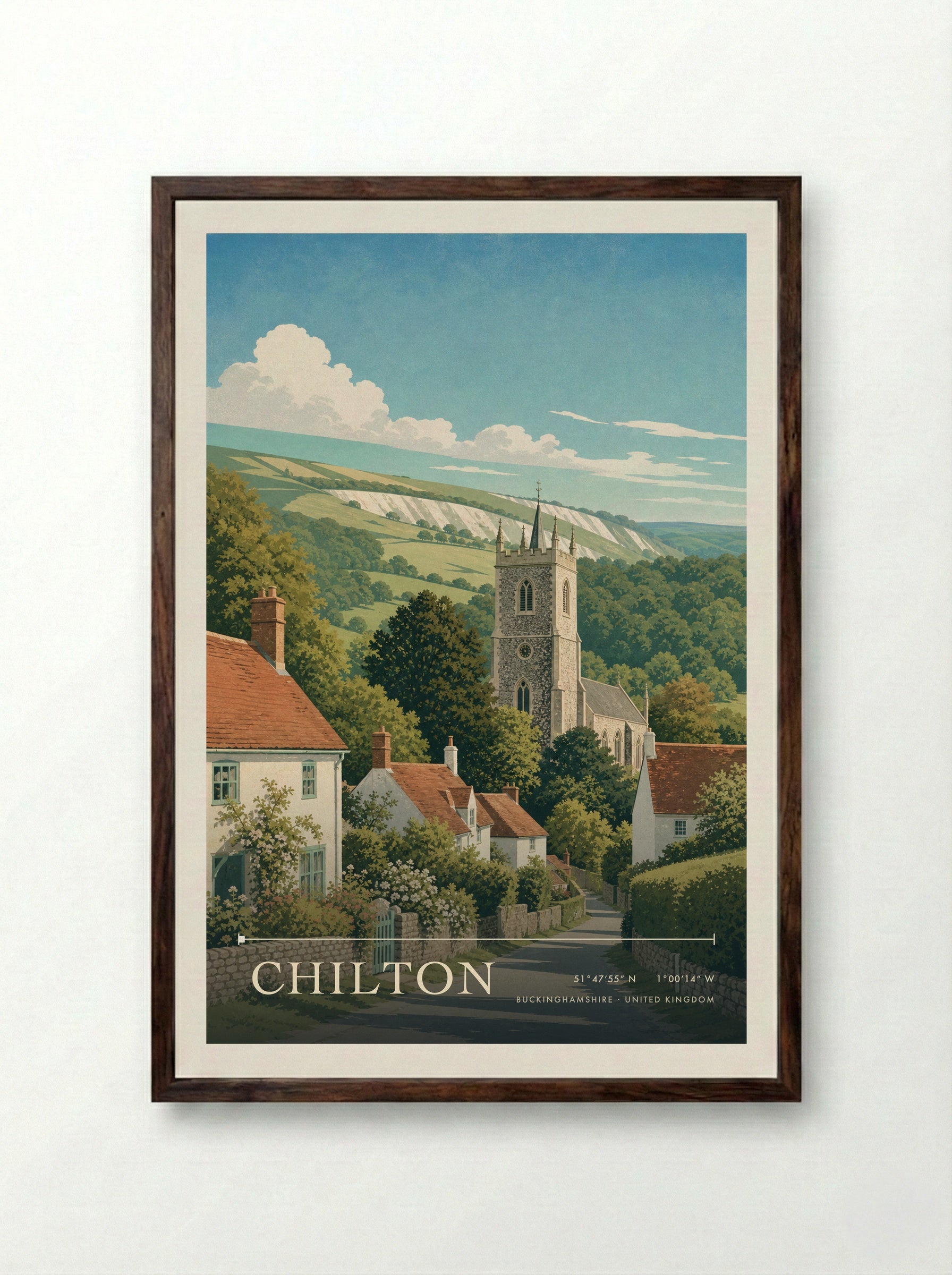 Chilton Buckinghamshire United Kingdom Travel Poster - Framed Print Dark Wood