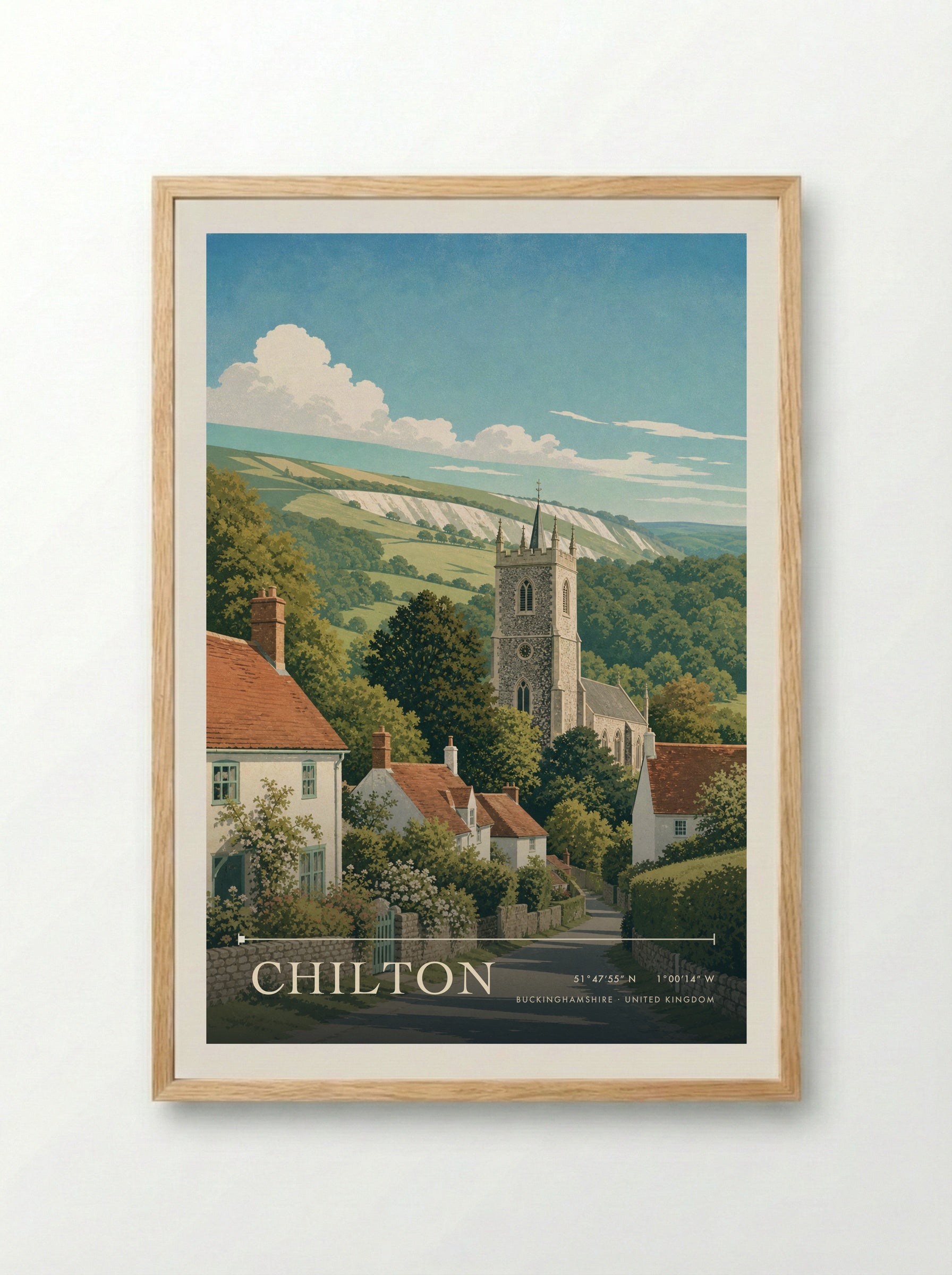 Chilton Buckinghamshire United Kingdom Travel Poster - Framed Print Wood