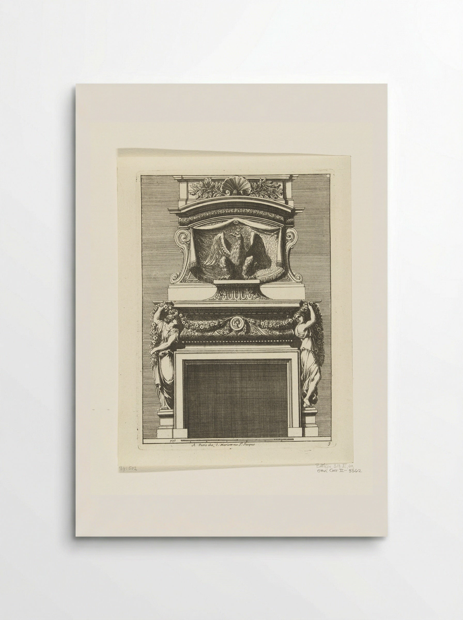 Chimneypiece with Eagle and Two Female Figures - Jean Lepautre - Poster