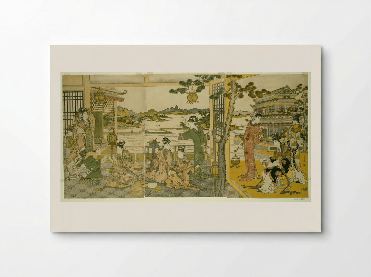 Chinese Beauties at a Banquet - Kitagawa Utamaro - Poster