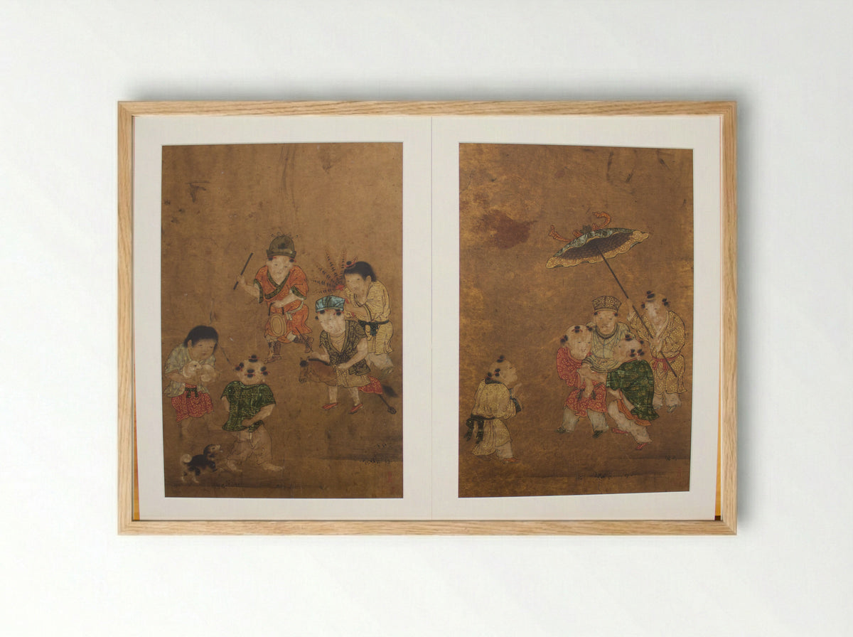 Chinese Children at Play - Isei - Framed Print Wood