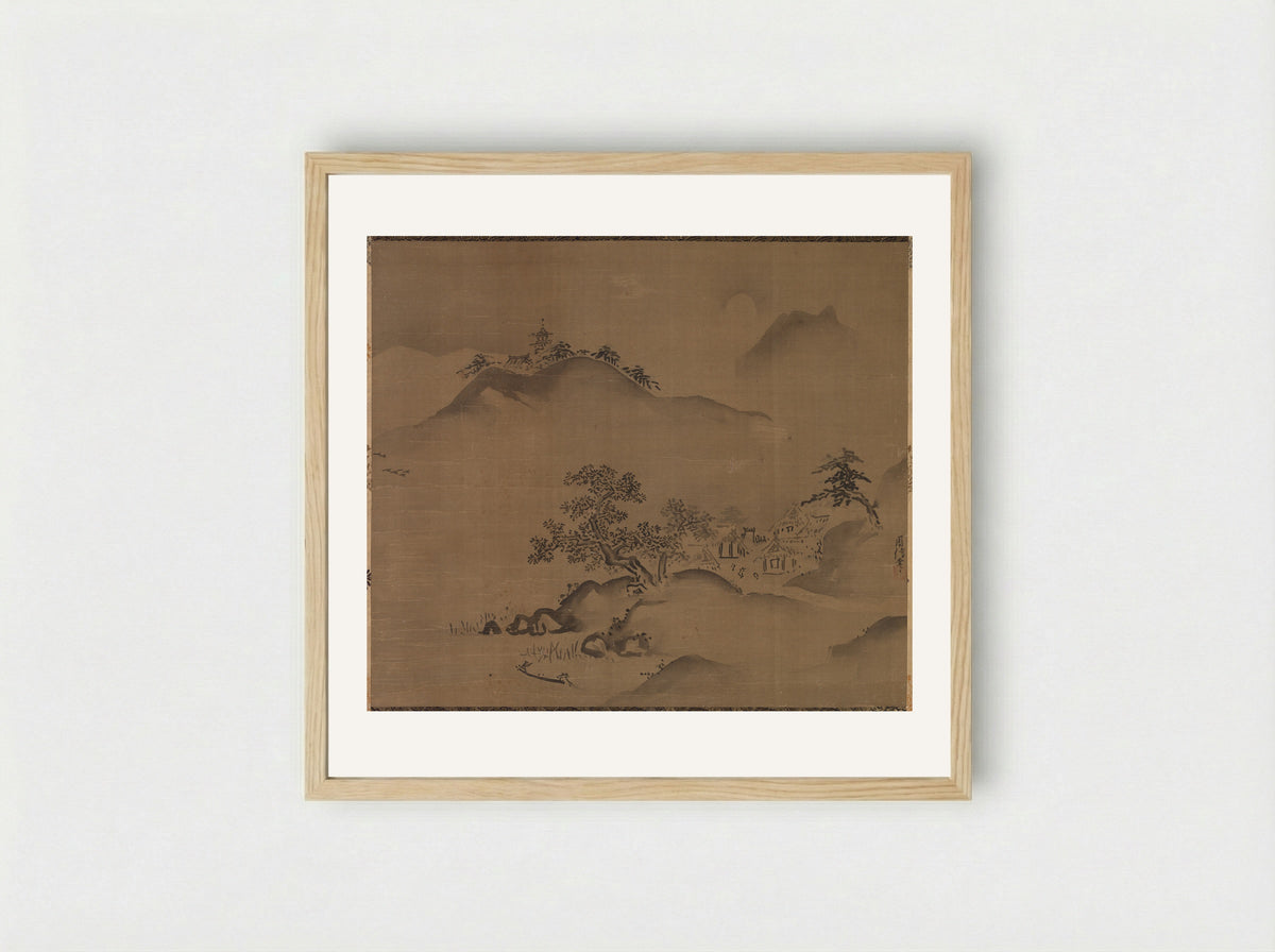 Chinese Landscape - Kano Chikanobu - Framed Print Wood