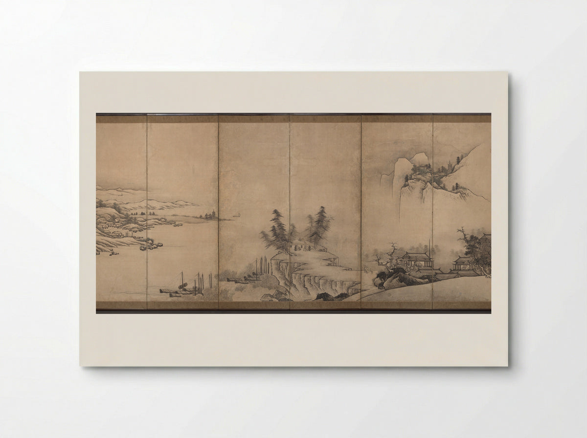 Chinese Pavilions in a Landscape - Unkoku Tōeki - Poster