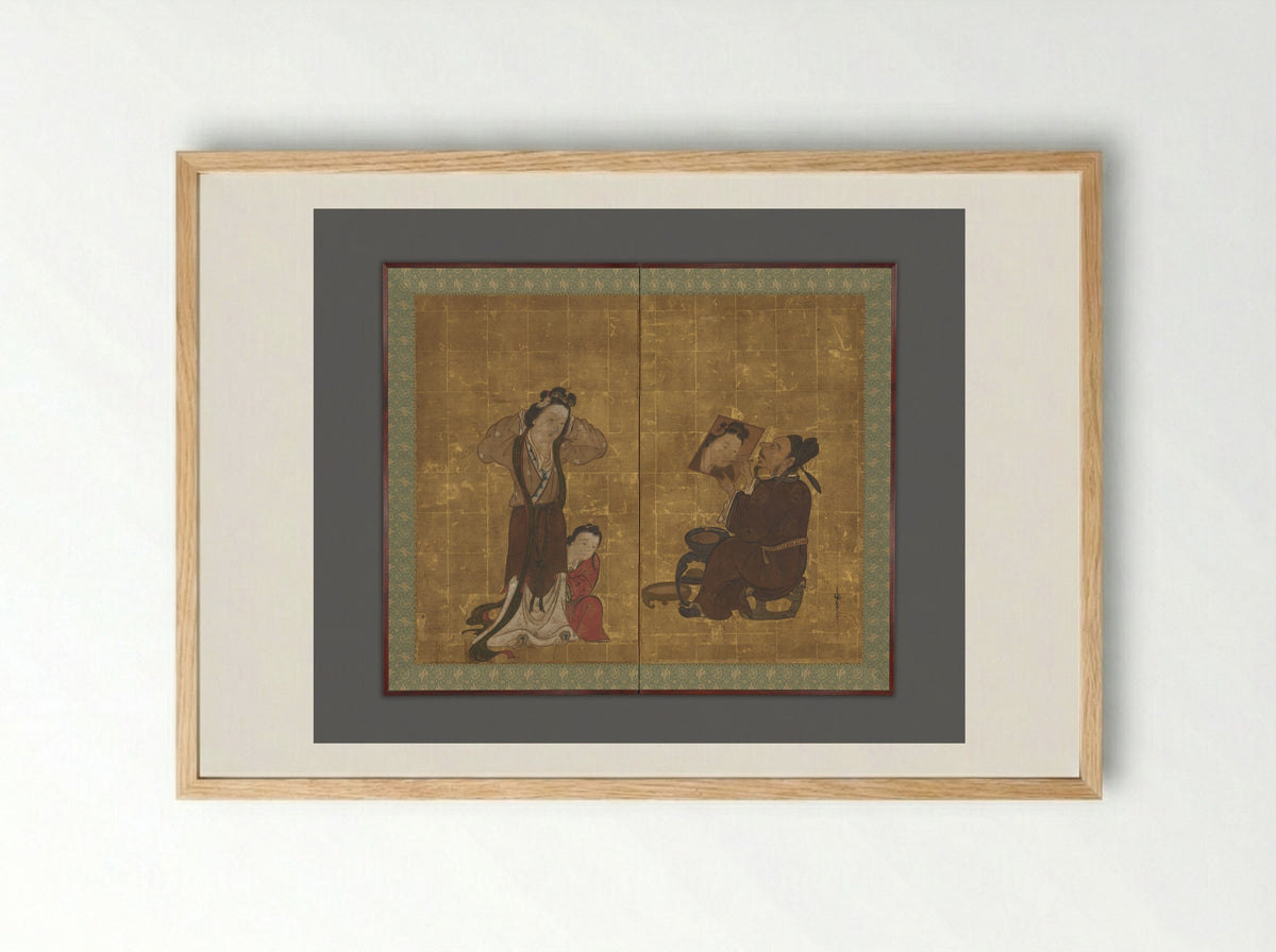 Chinese Portrait Painter - Miwa Zaiei - Framed Print Wood
