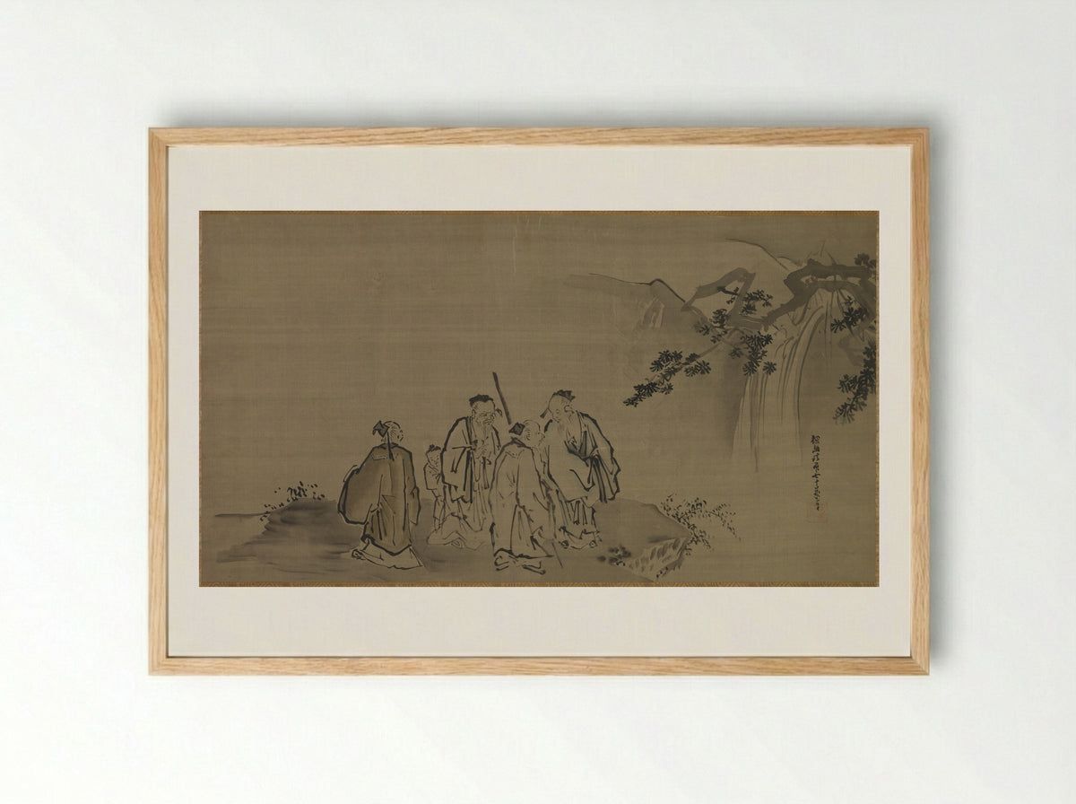 Chinese Sages - Kano Tan'yū - Framed Print Wood