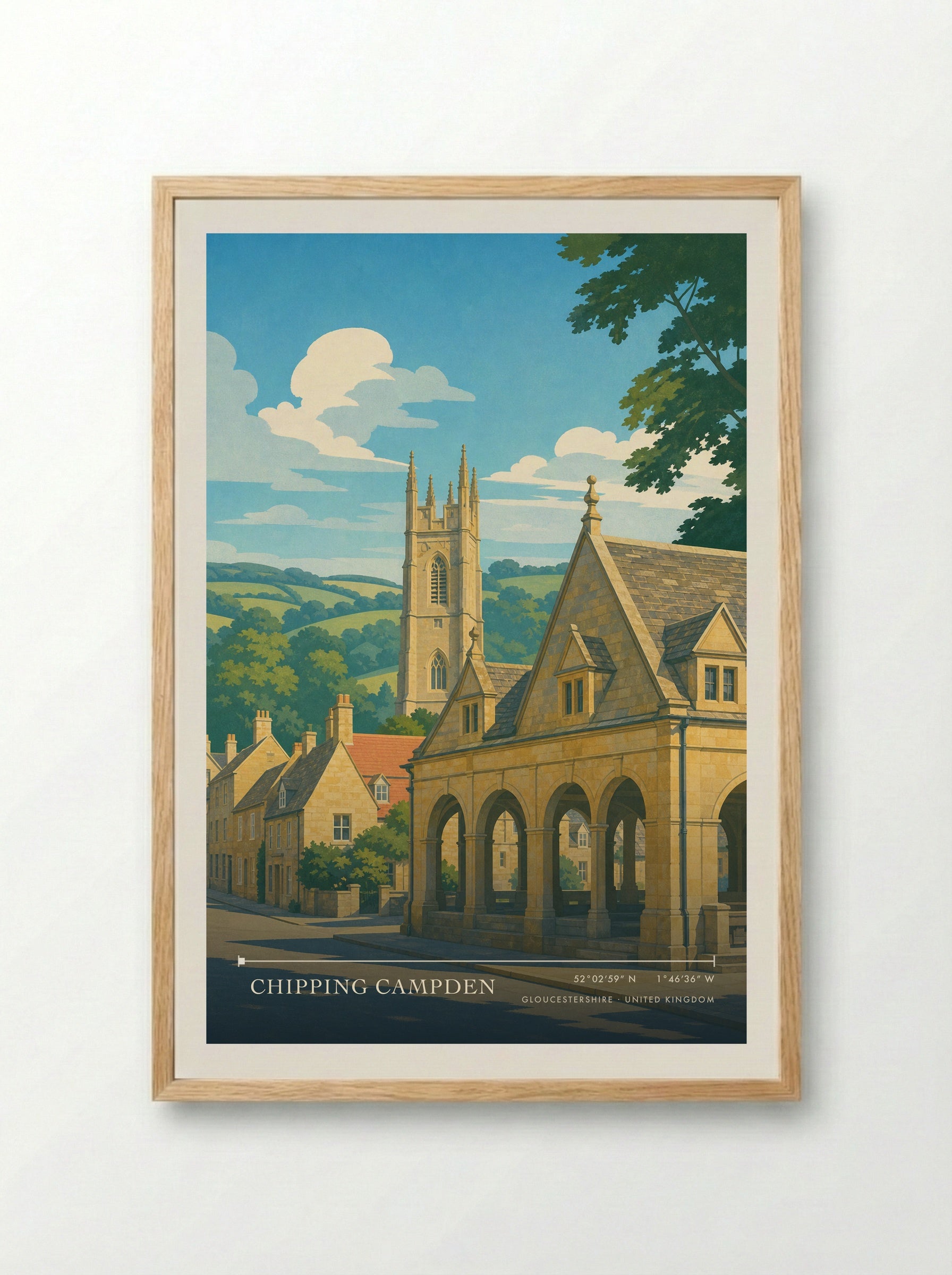 Chipping Campden Gloucestershire United Kingdom Travel Poster - Framed Print Wood