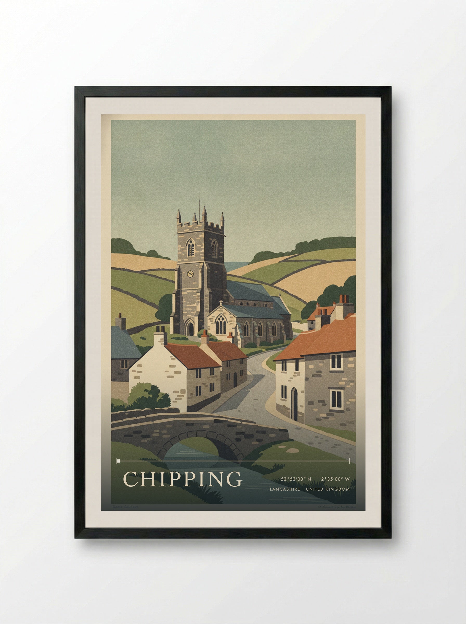 Chipping Lancashire United Kingdom Travel Poster - Framed Print Black