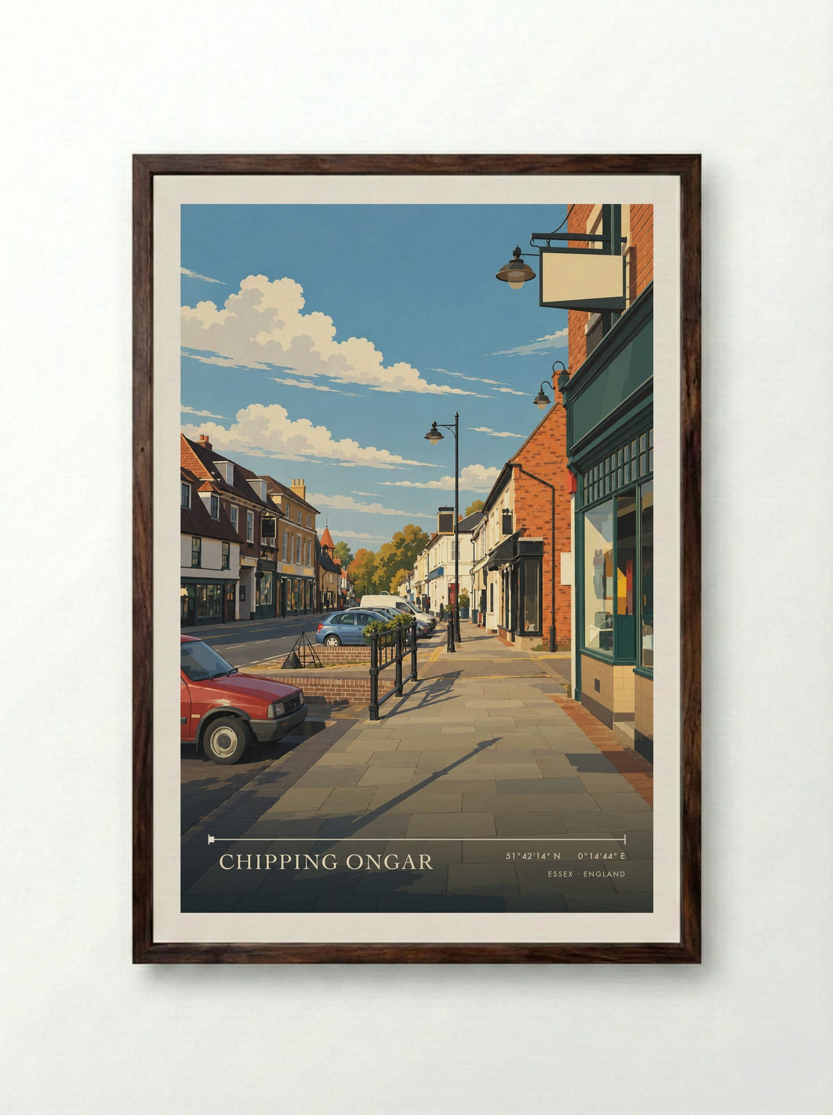 Chipping Ongar, Essex | Travel Poster - Framed Print Dark Wood