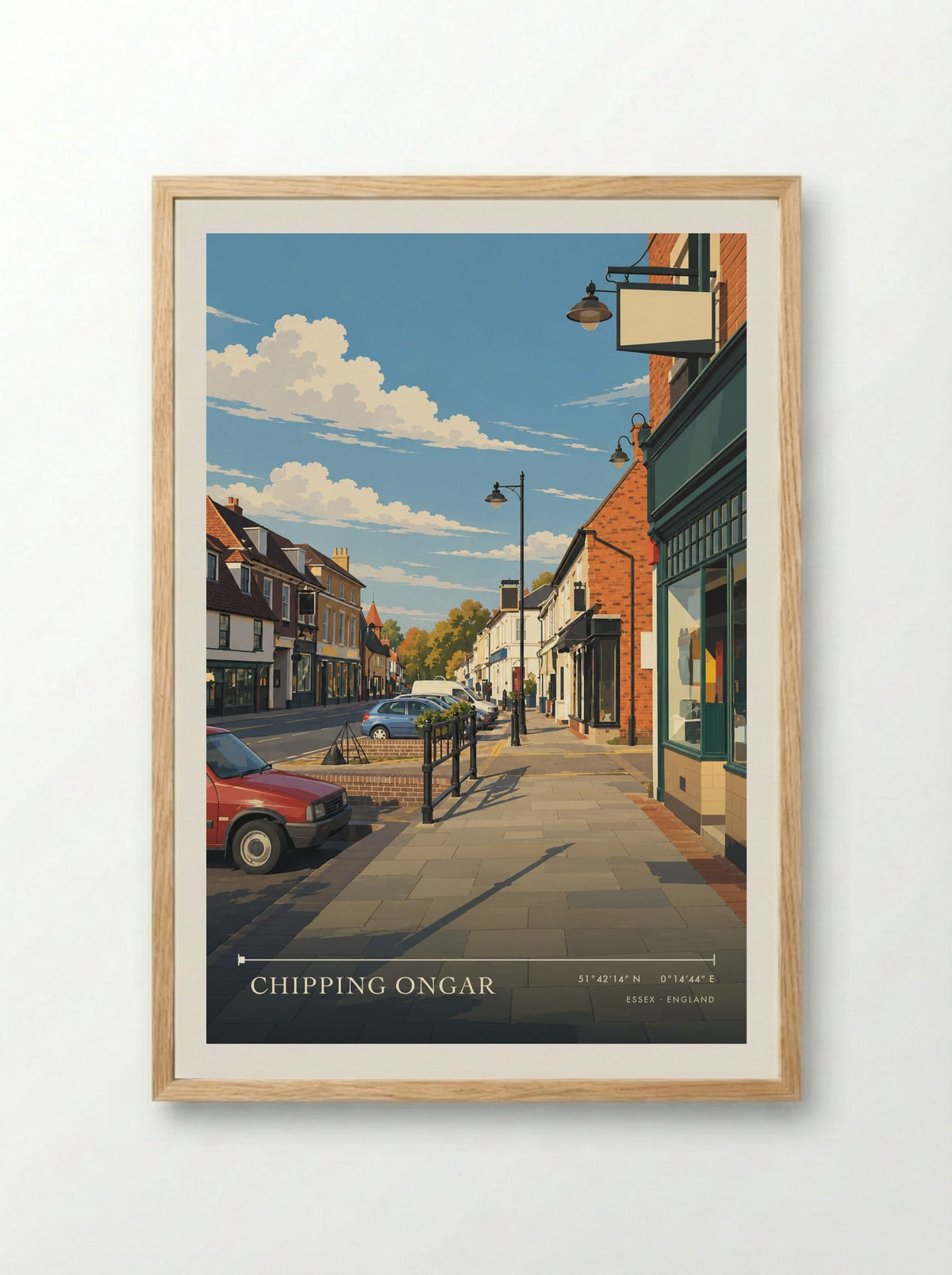 Chipping Ongar, Essex | Travel Poster - Framed Print Wood