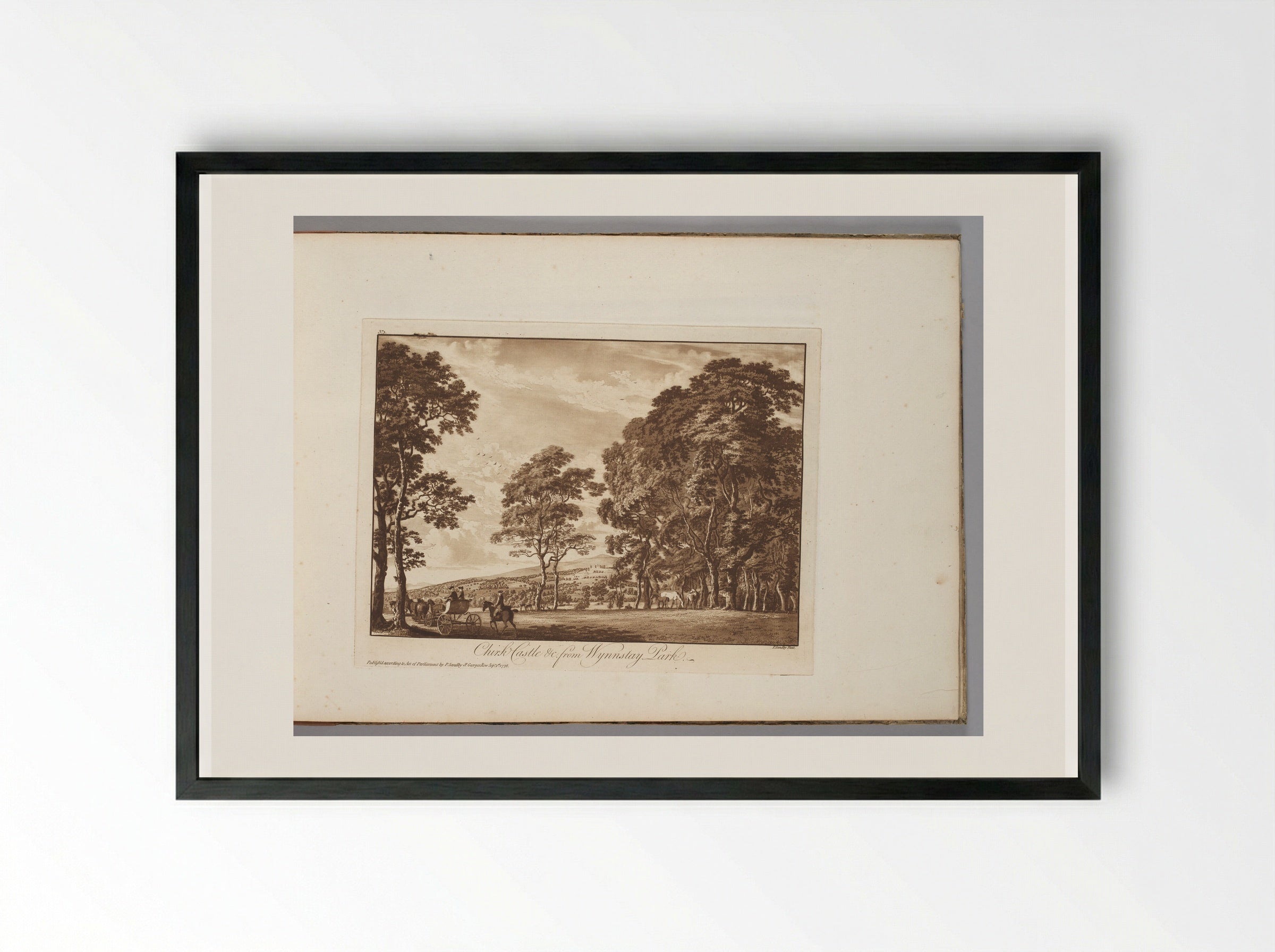 Chirk Castle &c. from Wynnstay Park - Paul Sandby - Framed Print Black