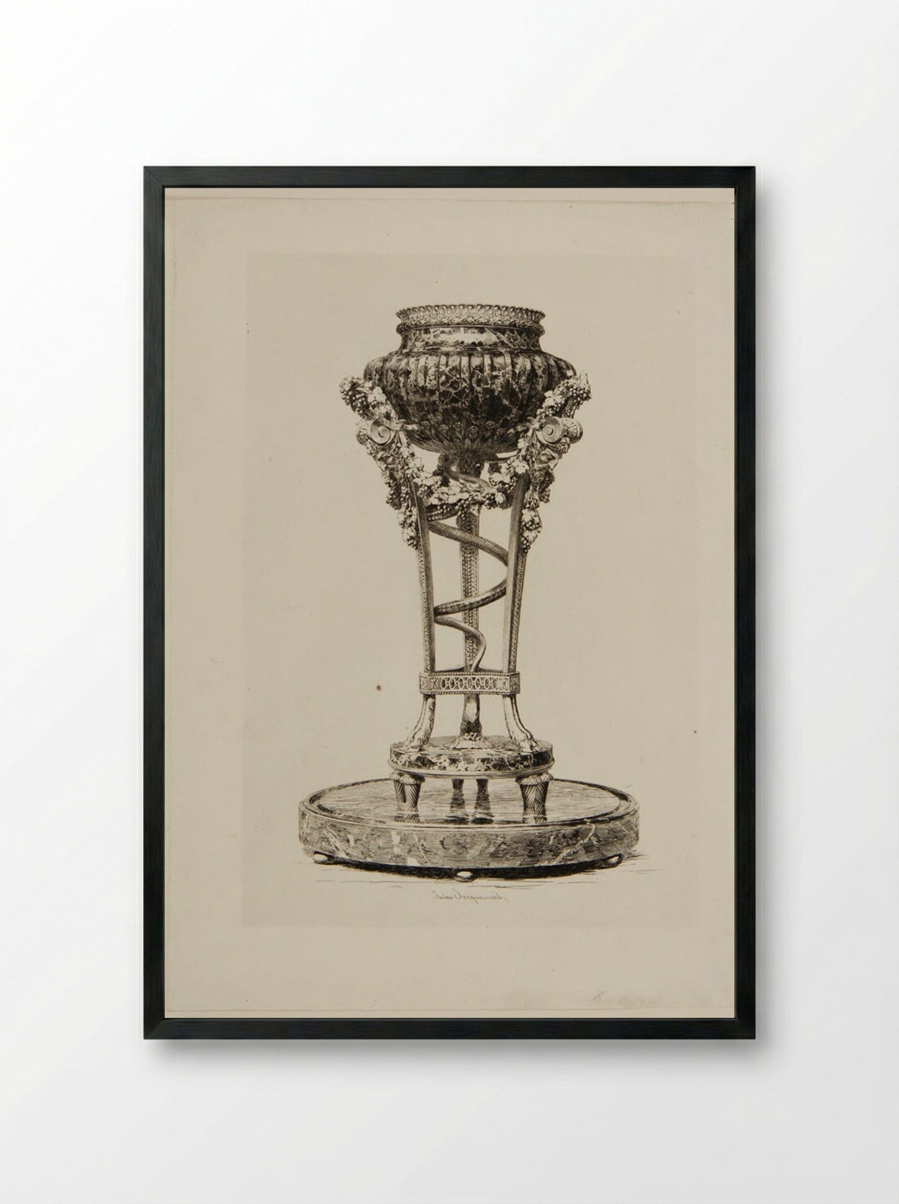 Chiseled Tripod by Gouthière - Jules Ferdinand Jacquemart - Framed Print Black