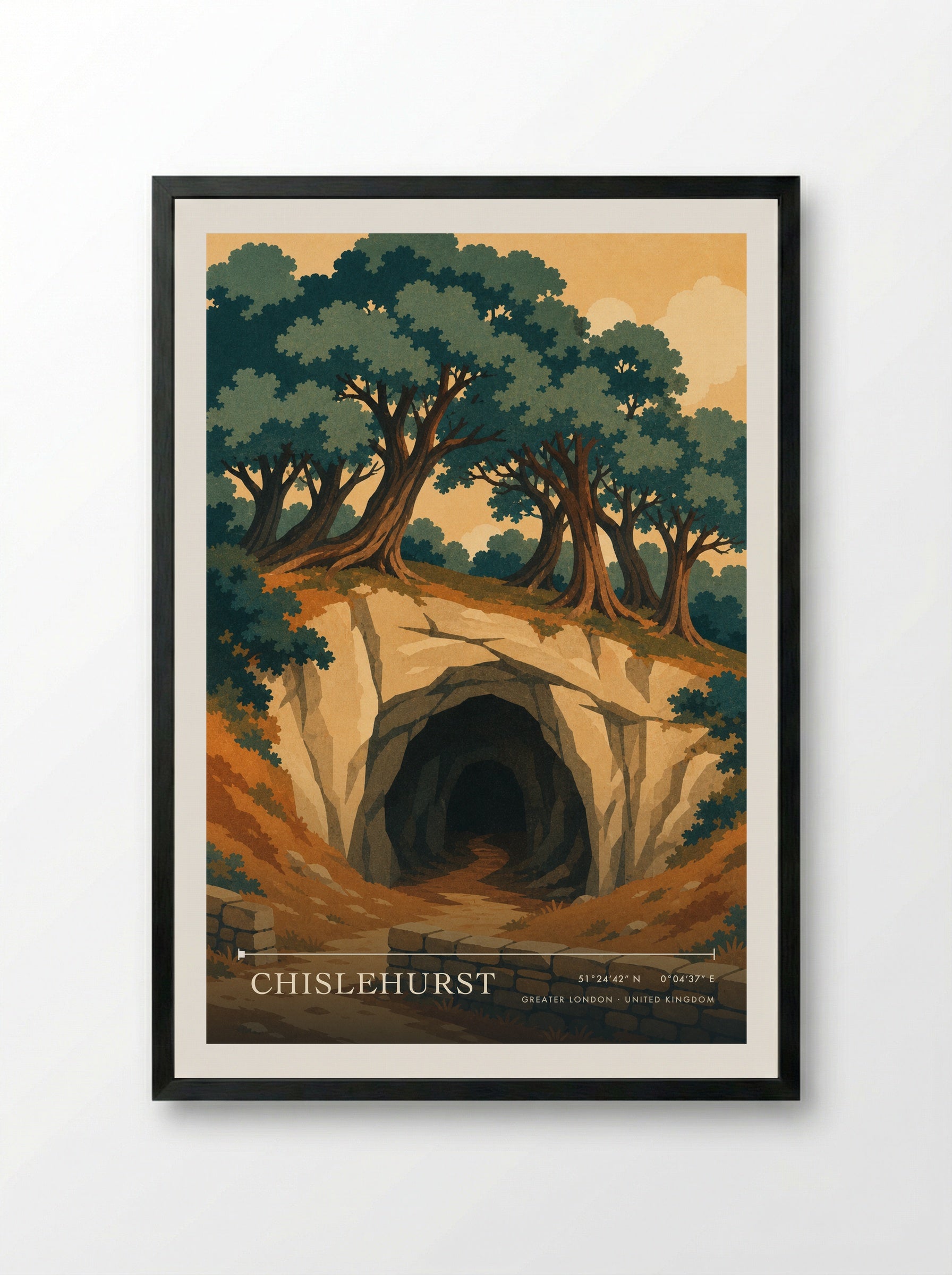 Chislehurst Greater London United Kingdom Travel Poster - Framed Print Black