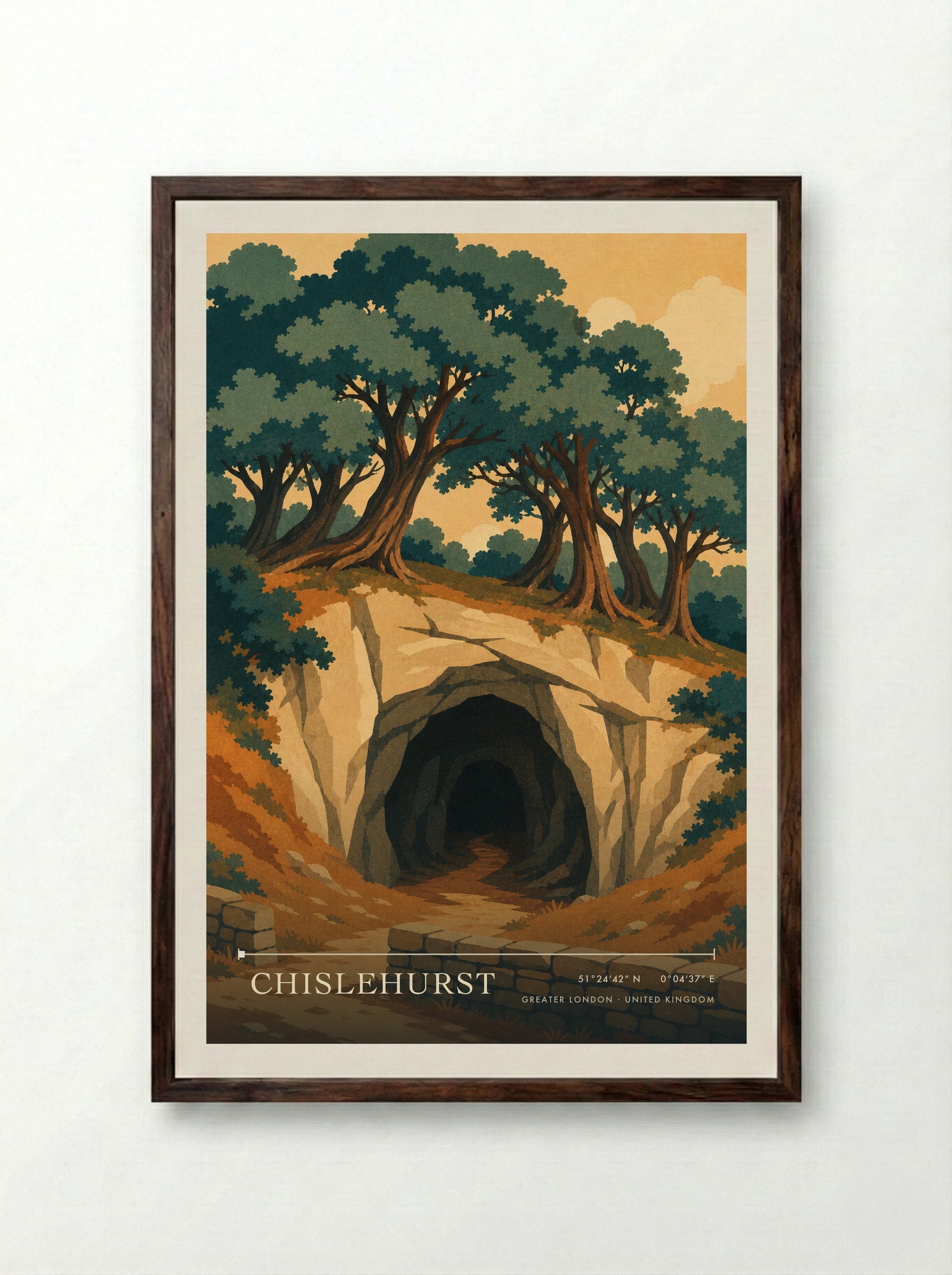 Chislehurst Greater London United Kingdom Travel Poster - Framed Print Dark Wood