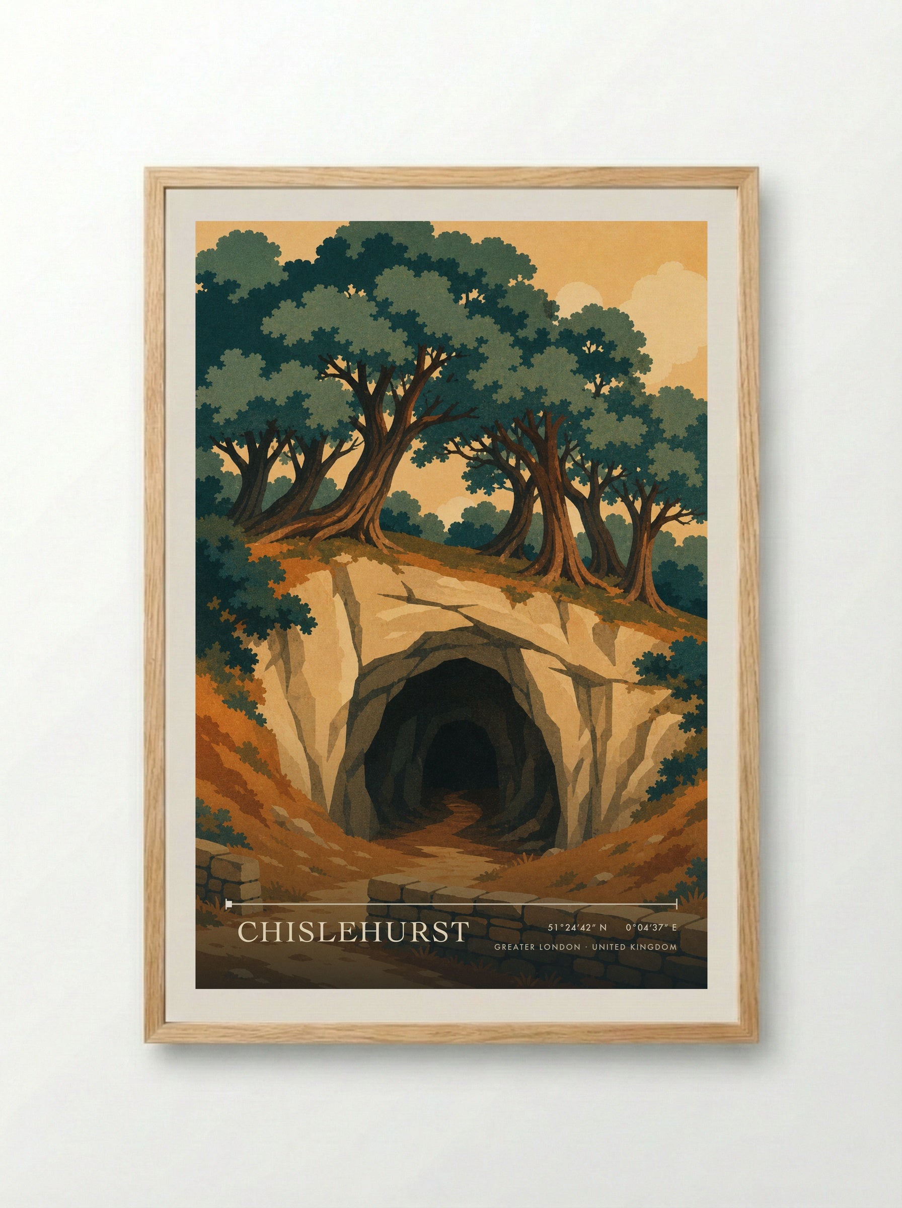 Chislehurst Greater London United Kingdom Travel Poster - Framed Print Wood