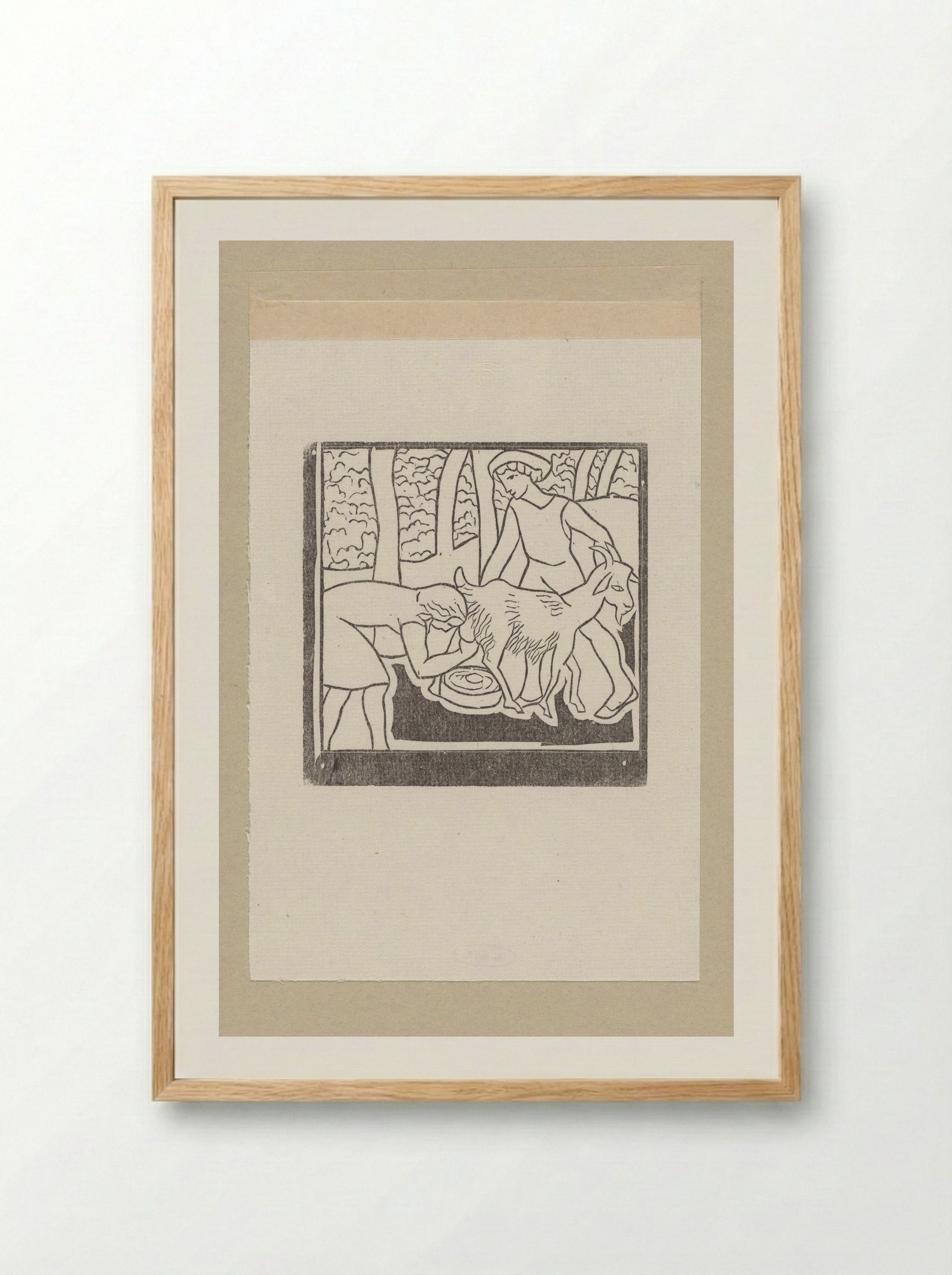Chloë Milking One of Daphnis' Goats - Aristide Maillol - Framed Print Wood