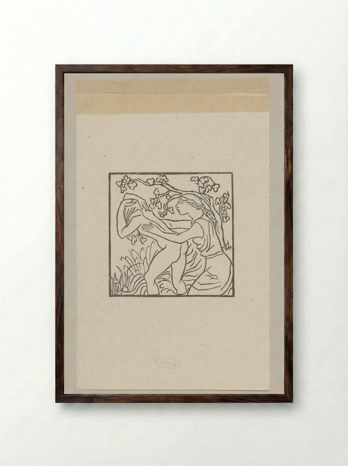 Chloë washes Daphnis in the Nymphs' Grotto - Aristide Maillol - Framed Print Dark Wood