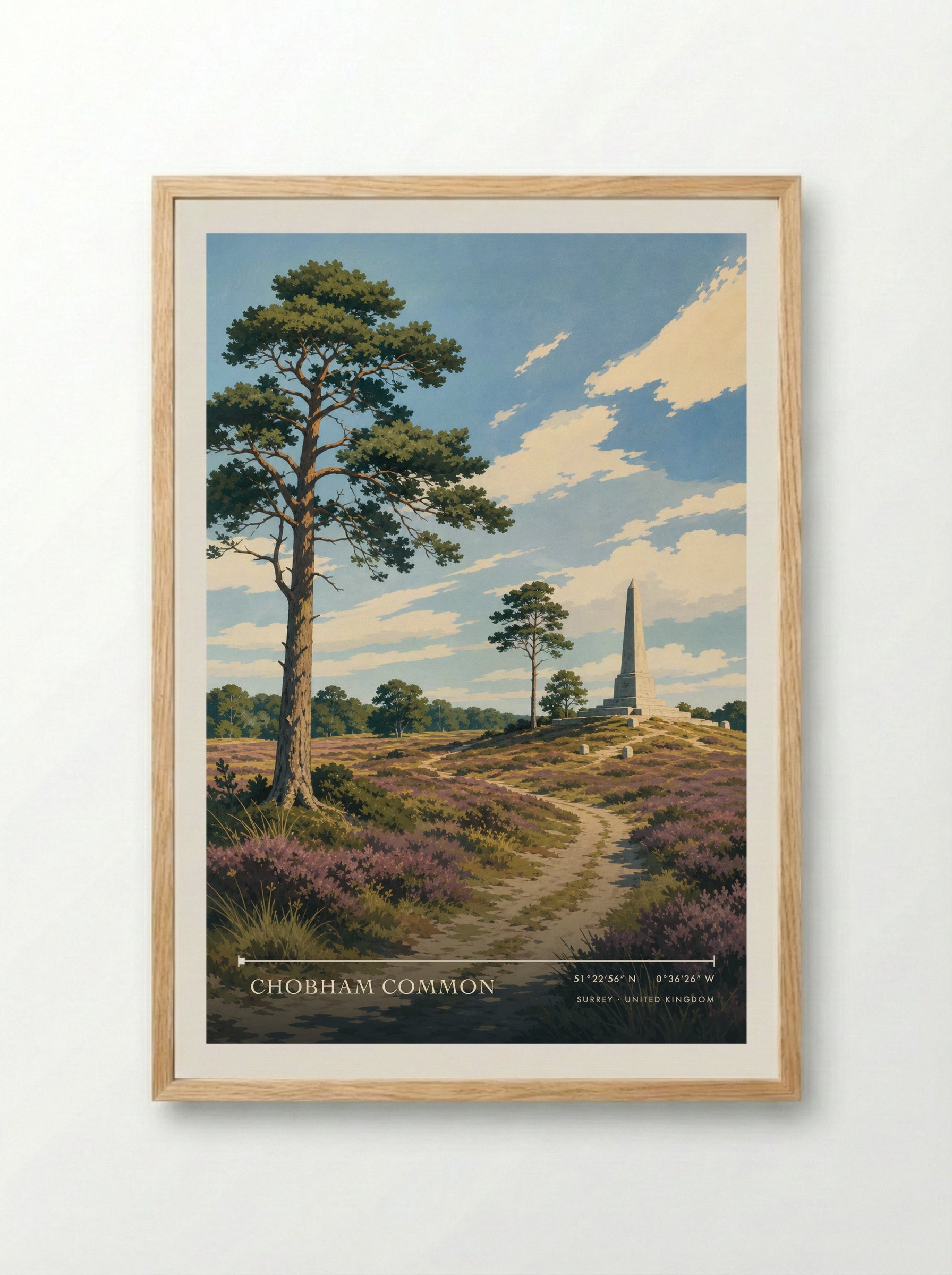 Chobham Common Surrey United Kingdom Travel Poster - Framed Print Wood