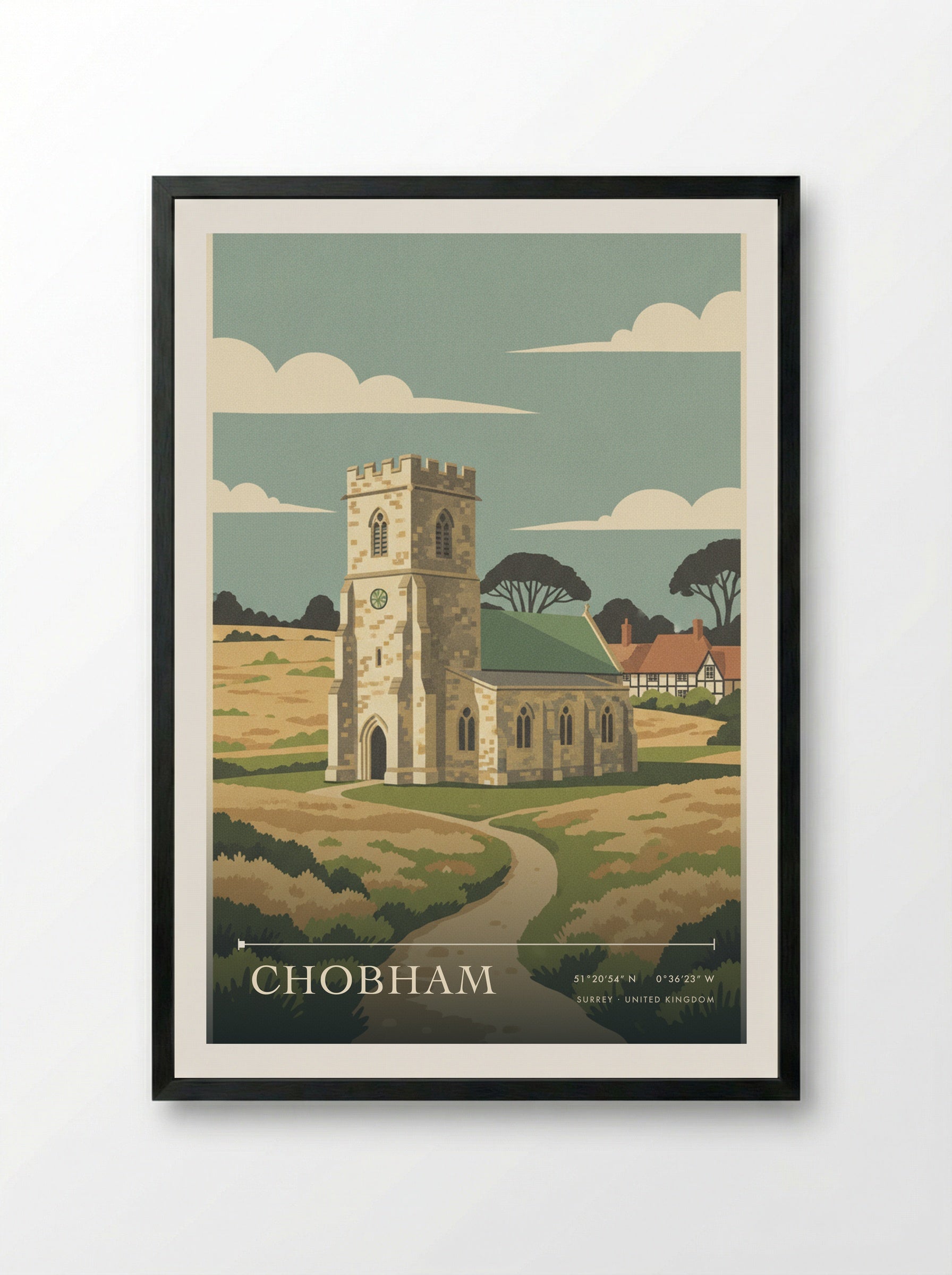 Chobham Surrey United Kingdom Travel Poster - Framed Print Black