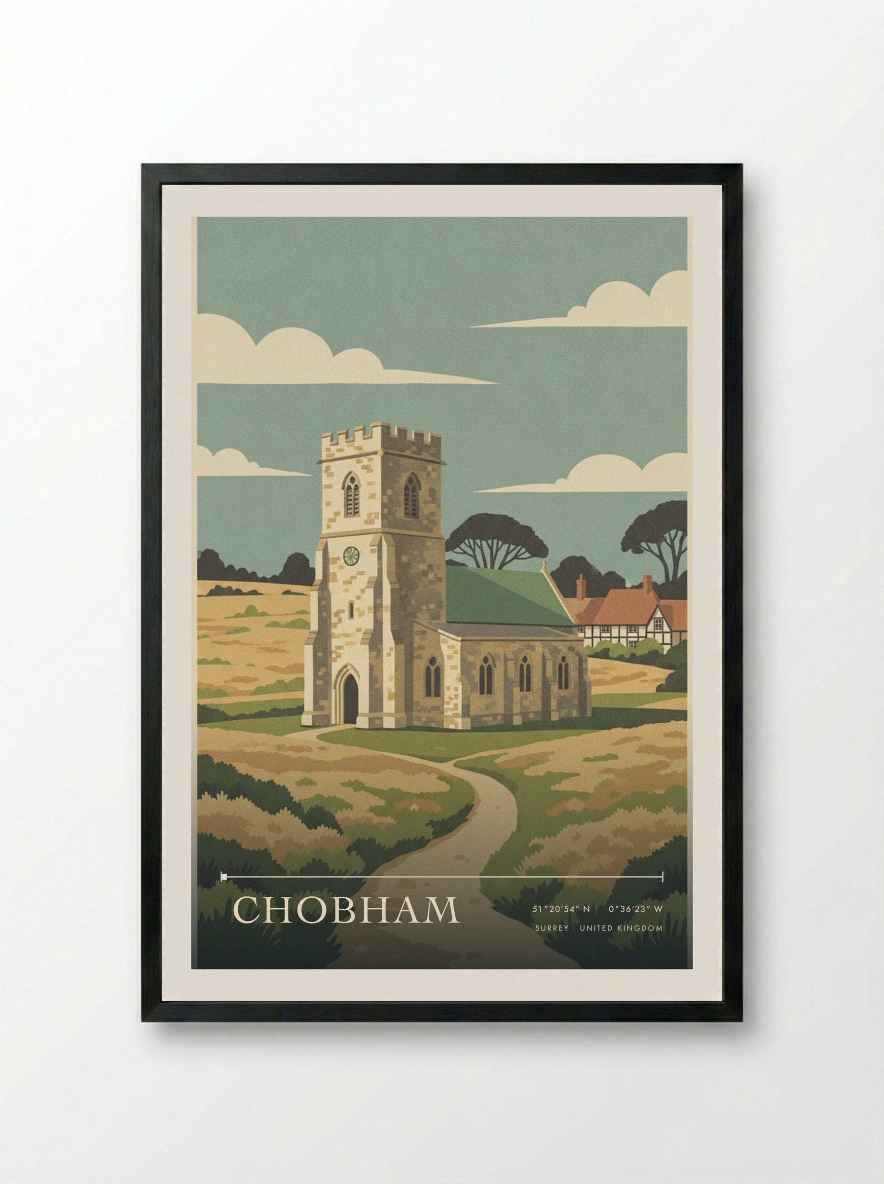 Chobham Surrey United Kingdom Travel Poster - Framed Print Black