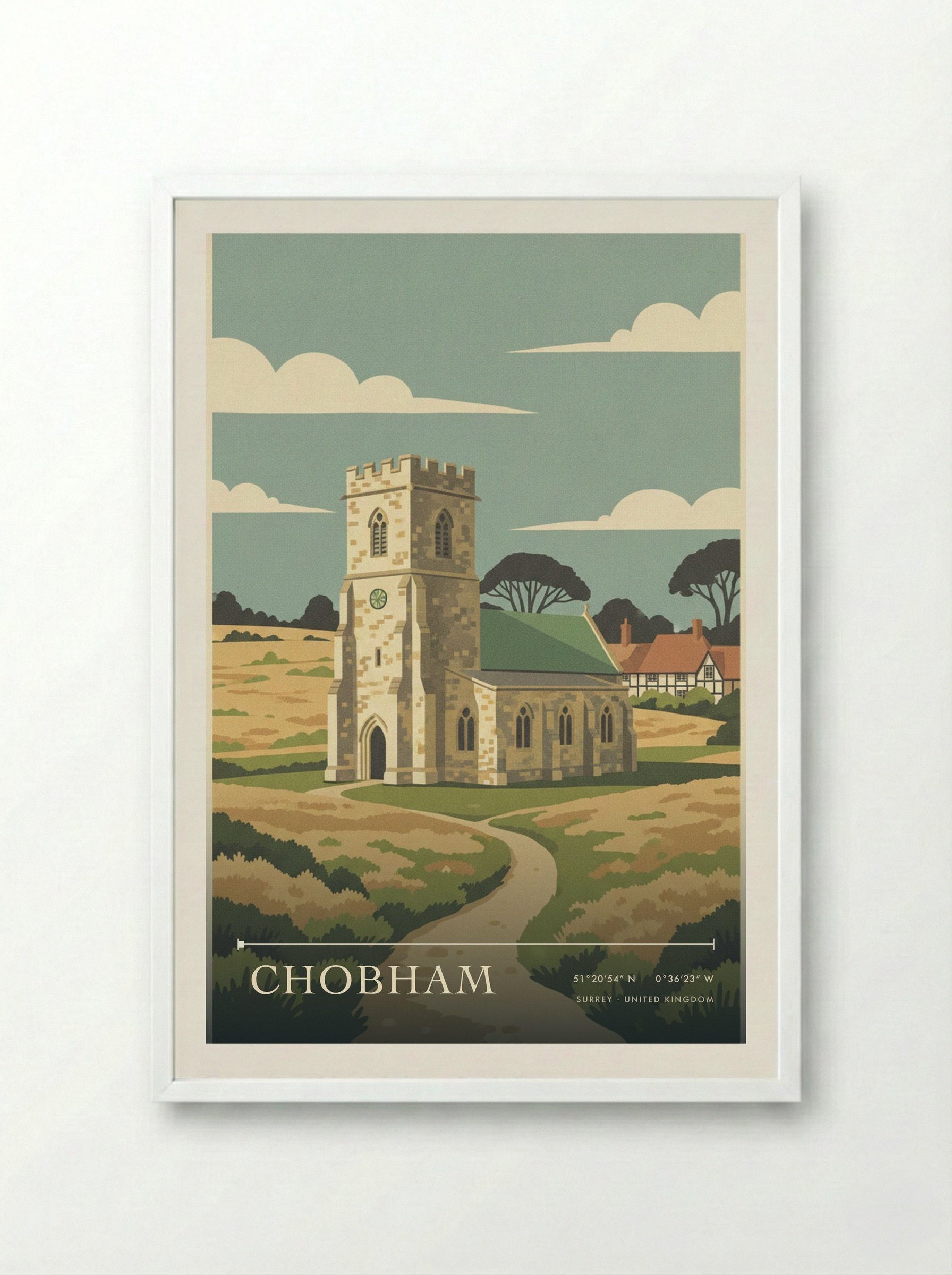 Chobham Surrey United Kingdom Travel Poster - Framed Print White