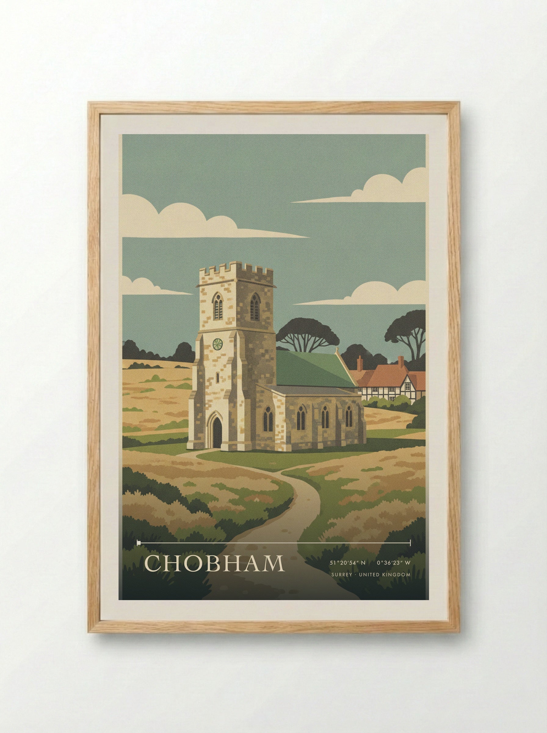 Chobham Surrey United Kingdom Travel Poster - Framed Print Wood