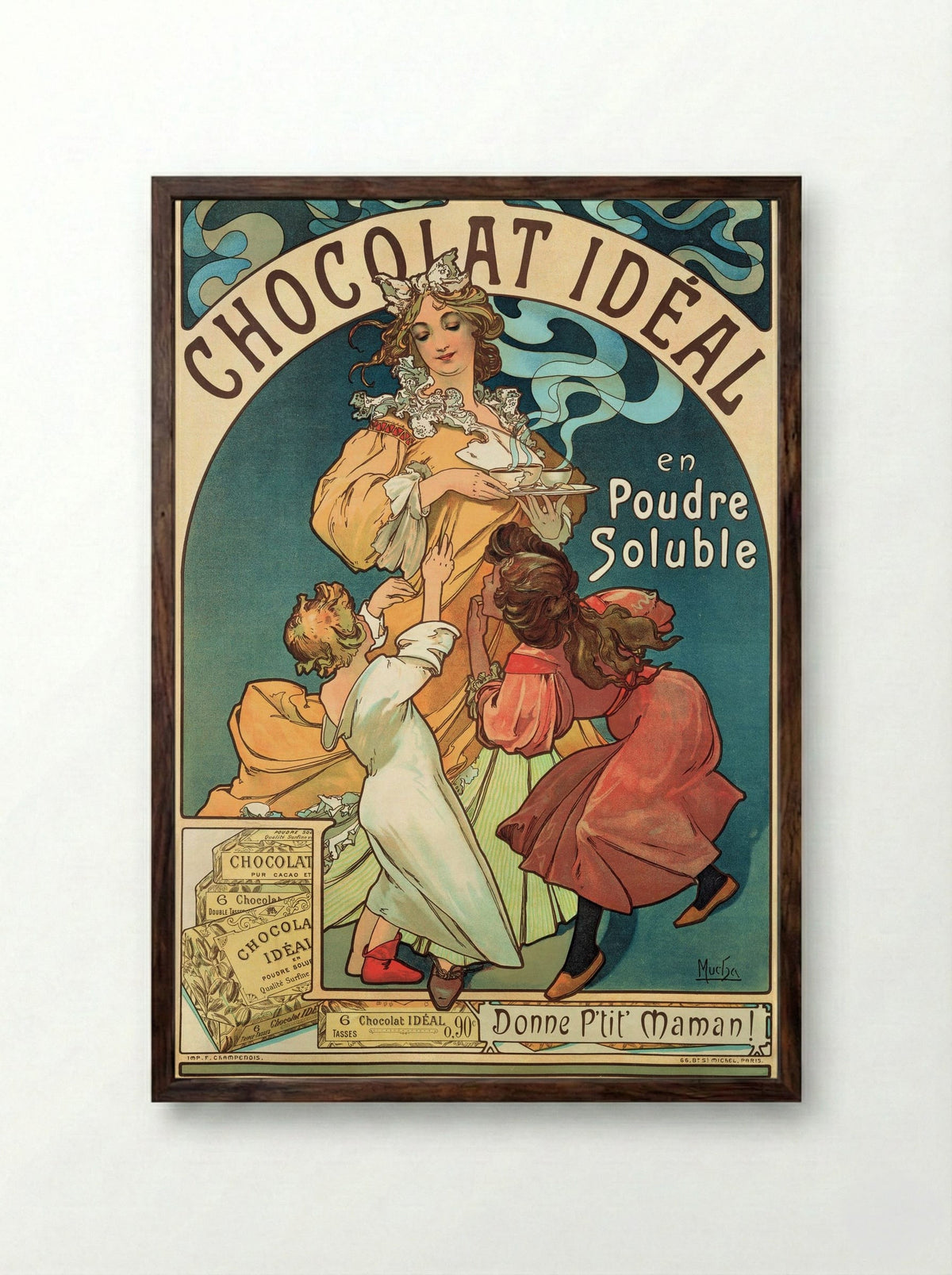 Chocolat Idéal - Alphonse Mucha - Framed Print Dark Wood