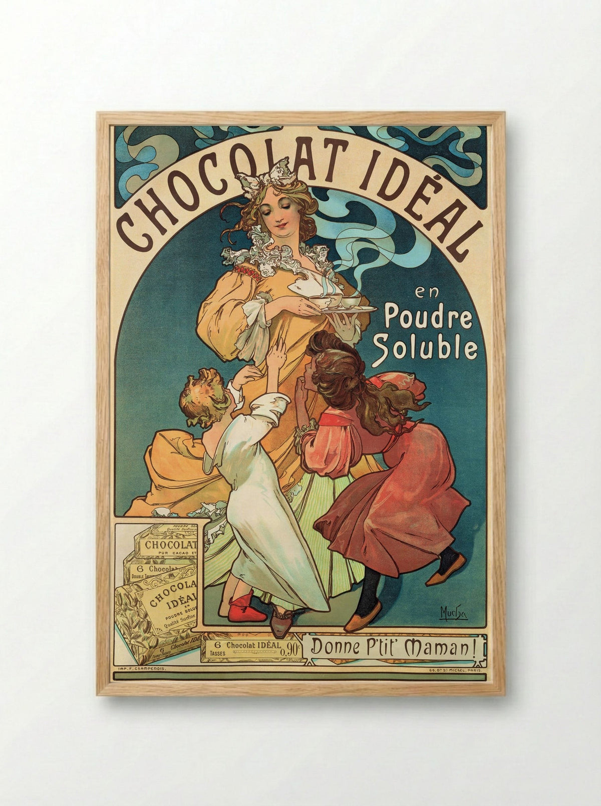 Chocolat Idéal - Alphonse Mucha - Framed Print Wood