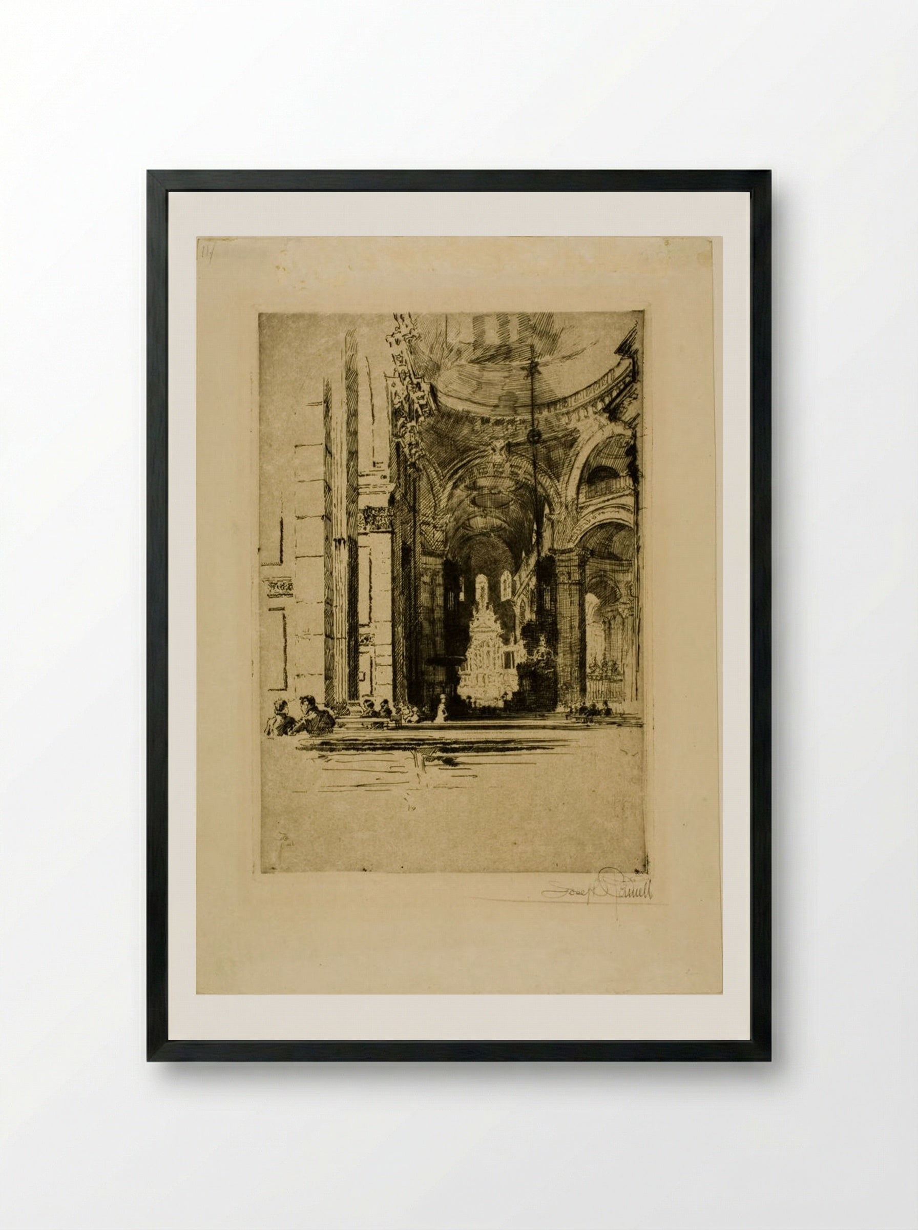 Choir of St. Paul's - Joseph Pennell - Framed Print Black