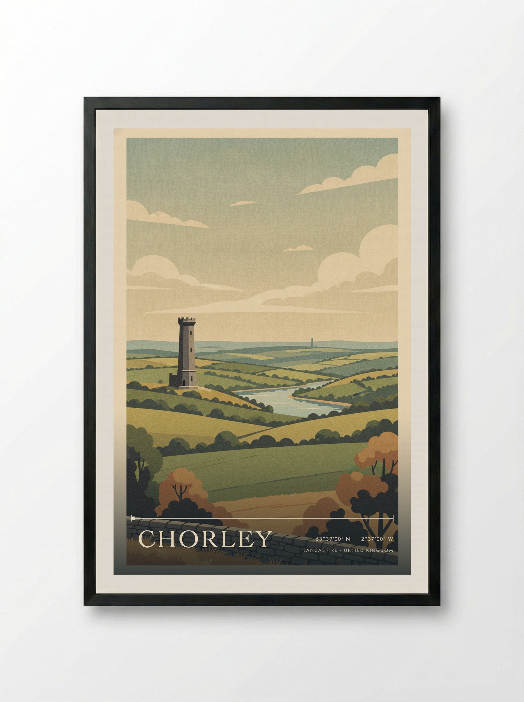 Chorley Lancashire United Kingdom Travel Poster - Framed Print Black