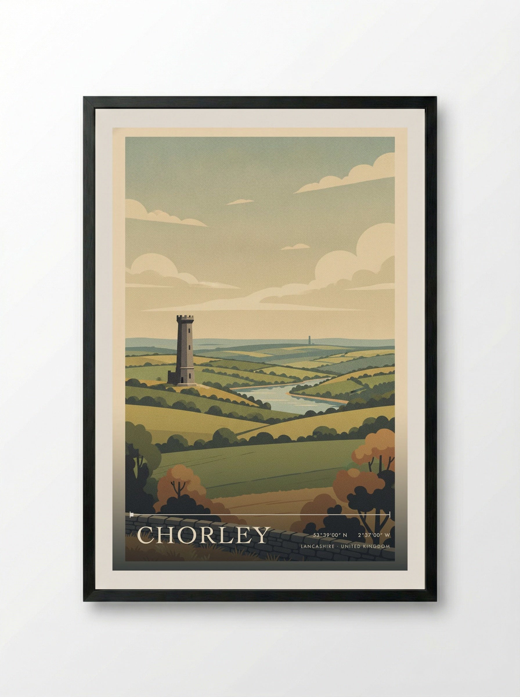 Chorley Lancashire United Kingdom Travel Poster - Framed Print Black