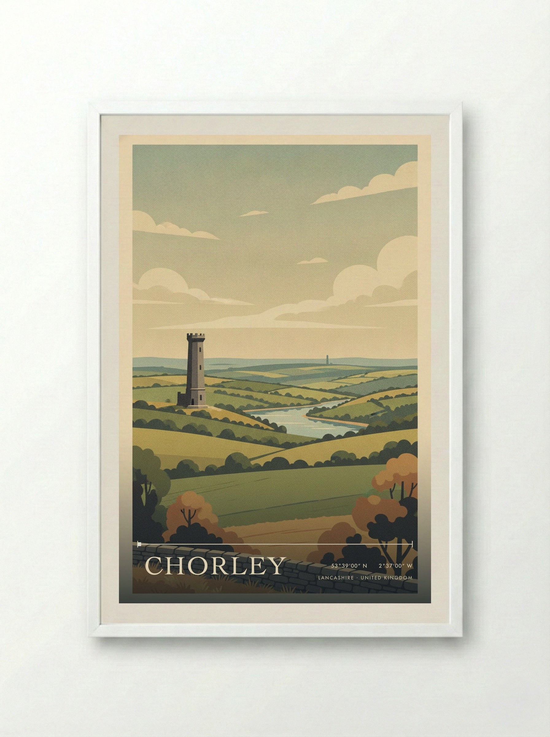Chorley Lancashire United Kingdom Travel Poster - Framed Print White