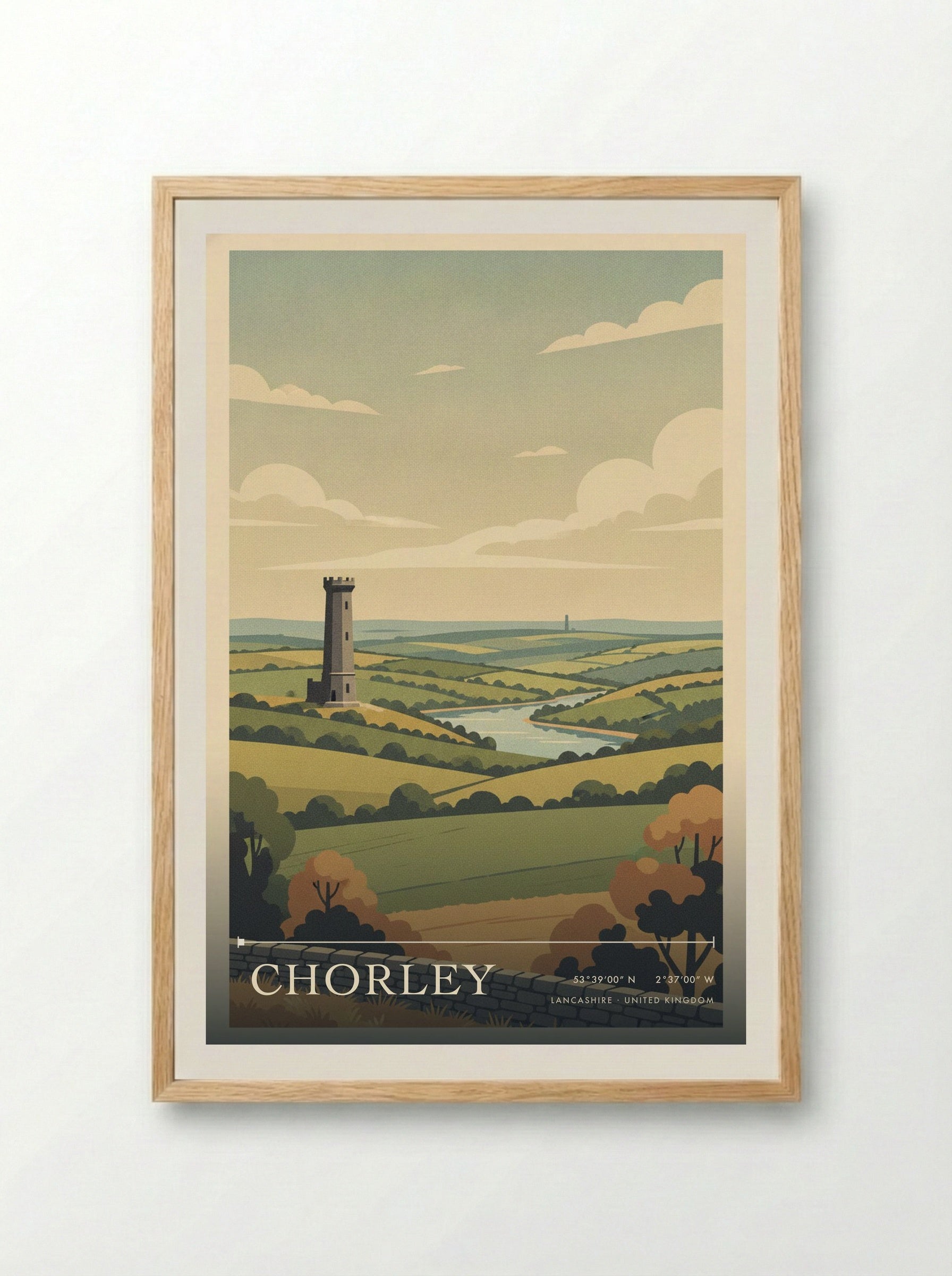 Chorley Lancashire United Kingdom Travel Poster - Framed Print Wood