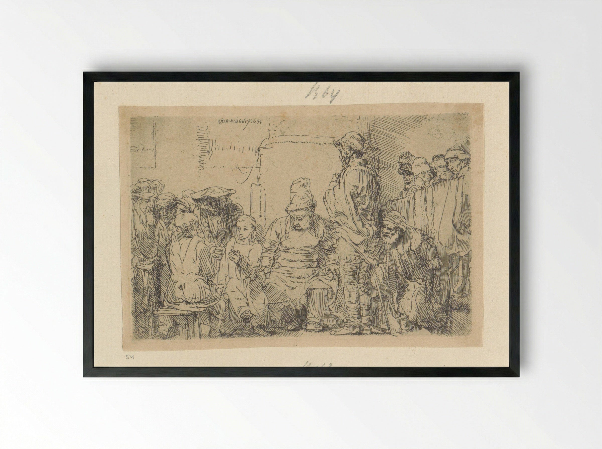Christ Among the Doctors - Henry Louis Basan - Framed Print Black