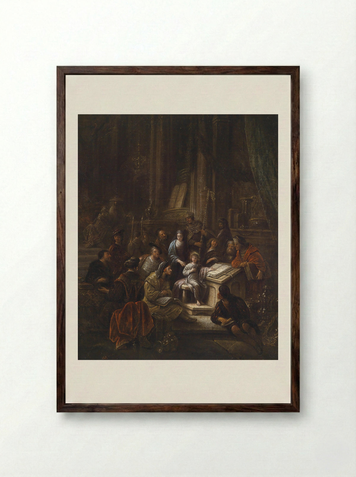Christ Among the Doctors - Jacob de Wet (I) - Framed Print Dark Wood