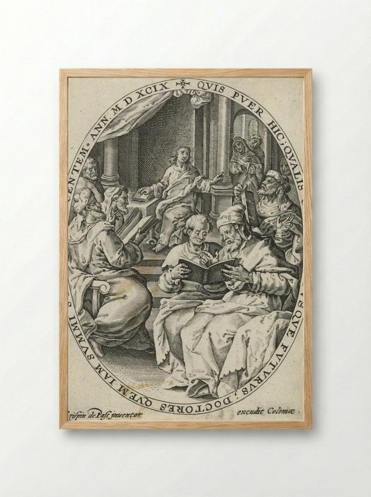 Christ Among the Doctors - Crispijn van de Passe (I) - Framed Print Wood