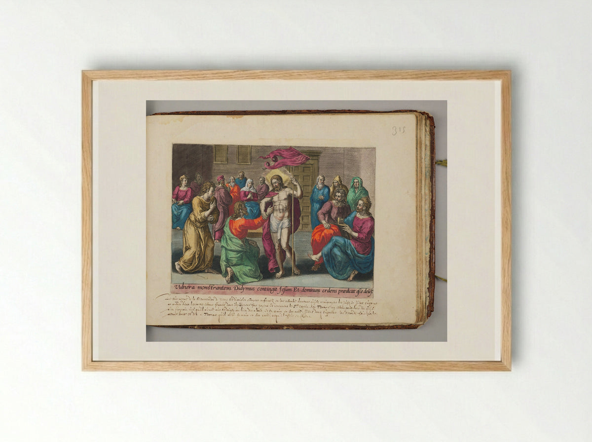 Christ Appearing to Didymus (Thomas) - Hans Collaert the Elder - Framed Print Wood