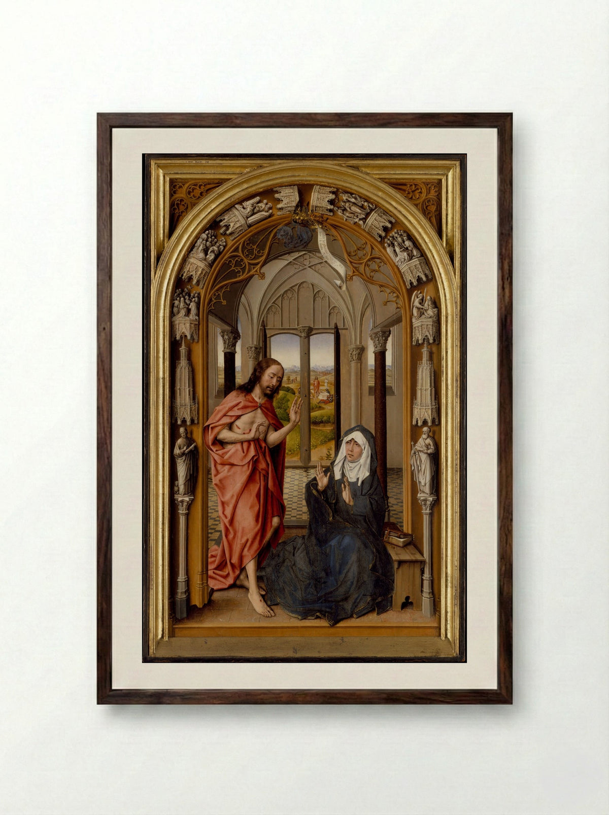 Christ Appearing to His Mother - Juan de Flandes - Framed Print Dark Wood