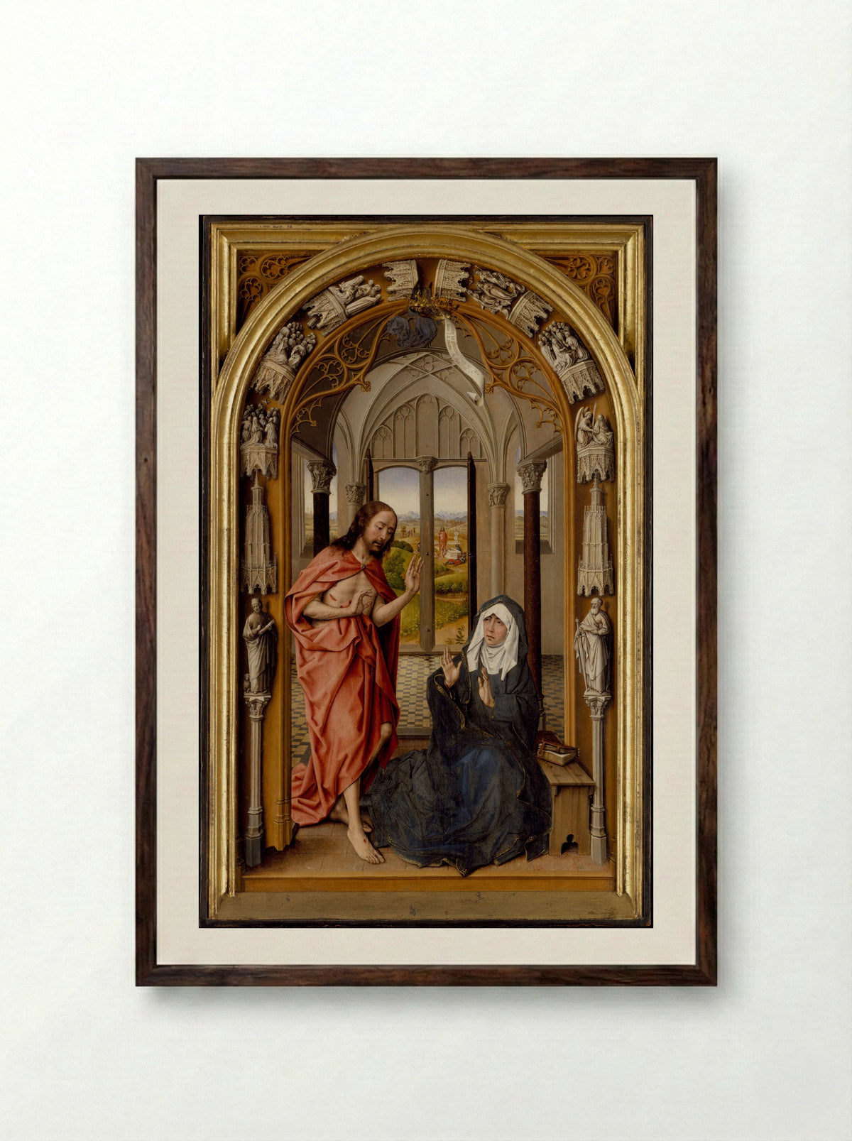 Christ Appearing to His Mother - Juan de Flandes - Framed Print Dark Wood
