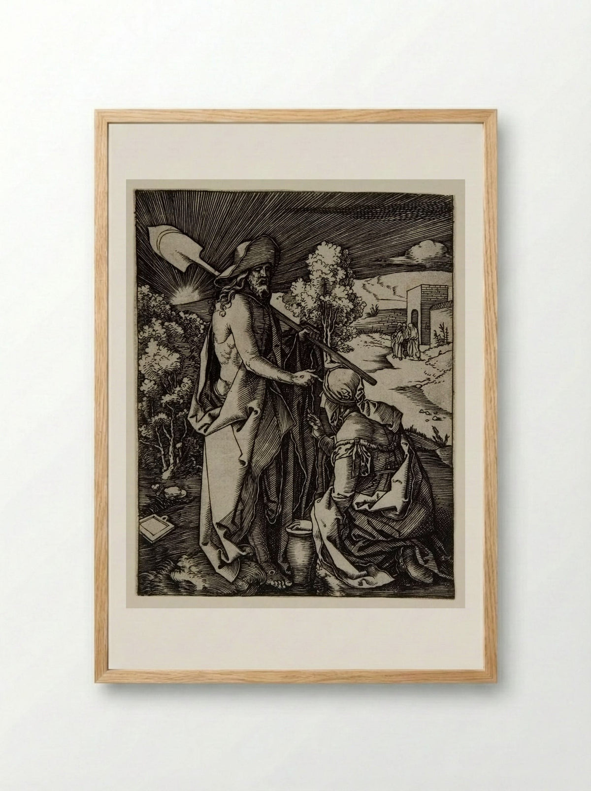 Christ Appearing to Mary Magdalen - Marcantonio Raimondi - Framed Print Wood