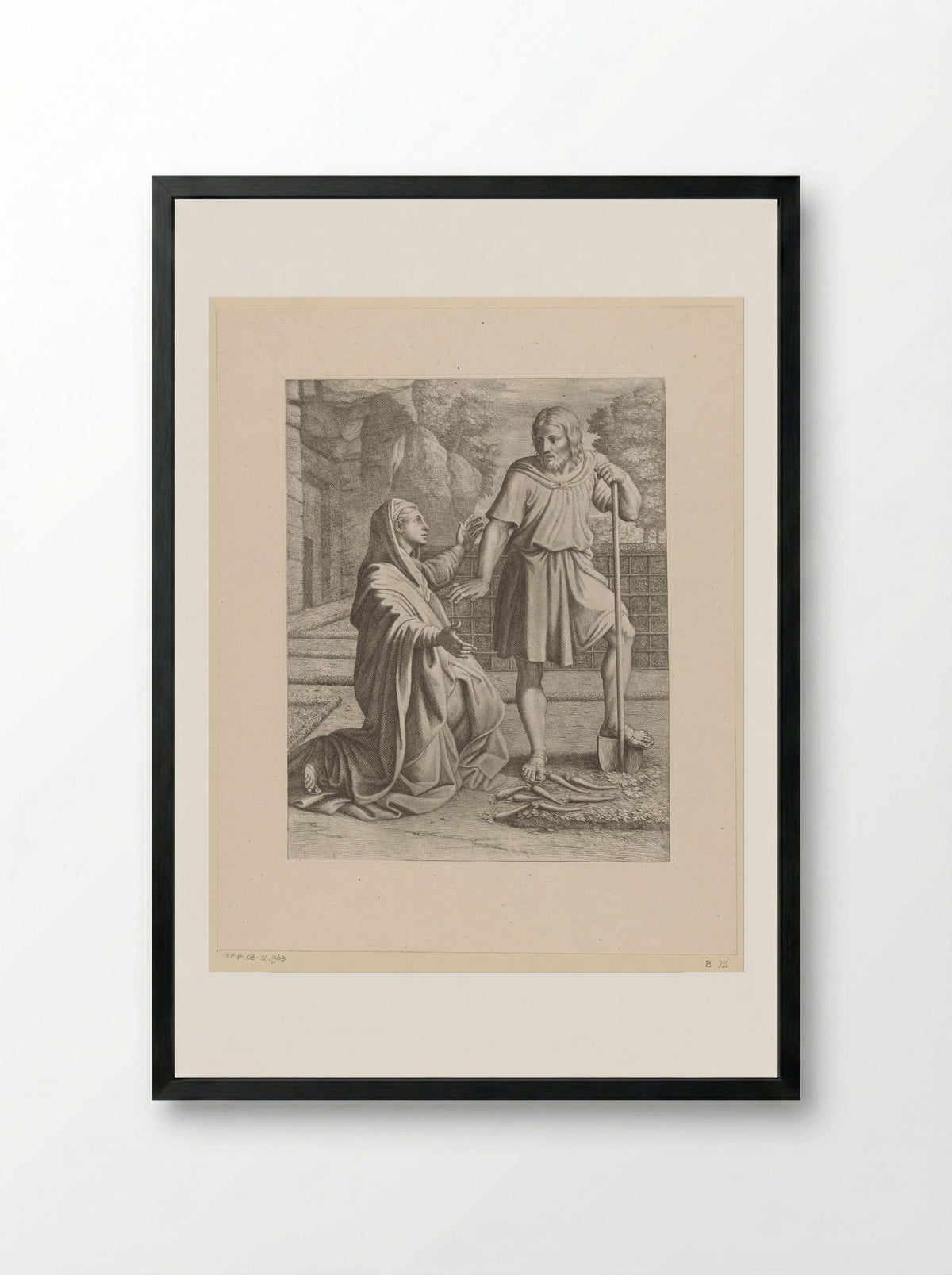 Christ Appearing to Mary Magdalene (Noli me tangere) - Pietro del Po - Framed Print Black