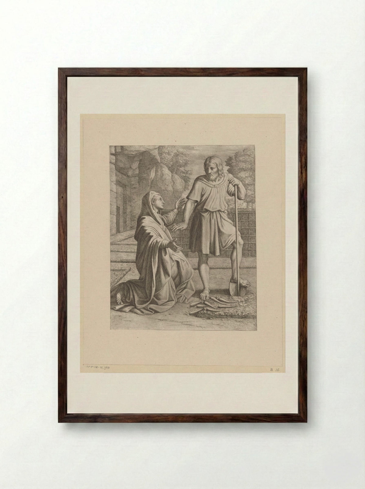 Christ Appearing to Mary Magdalene (Noli me tangere) - Pietro del Po - Framed Print Dark Wood