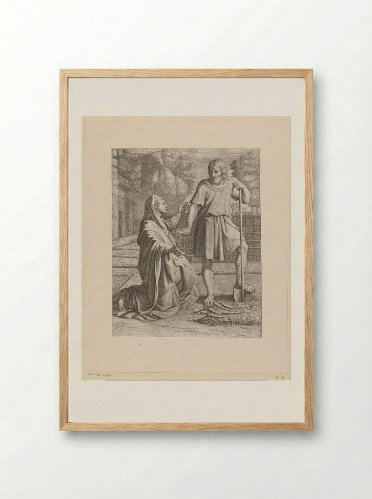 Christ Appearing to Mary Magdalene (Noli me tangere) - Pietro del Po - Framed Print Wood