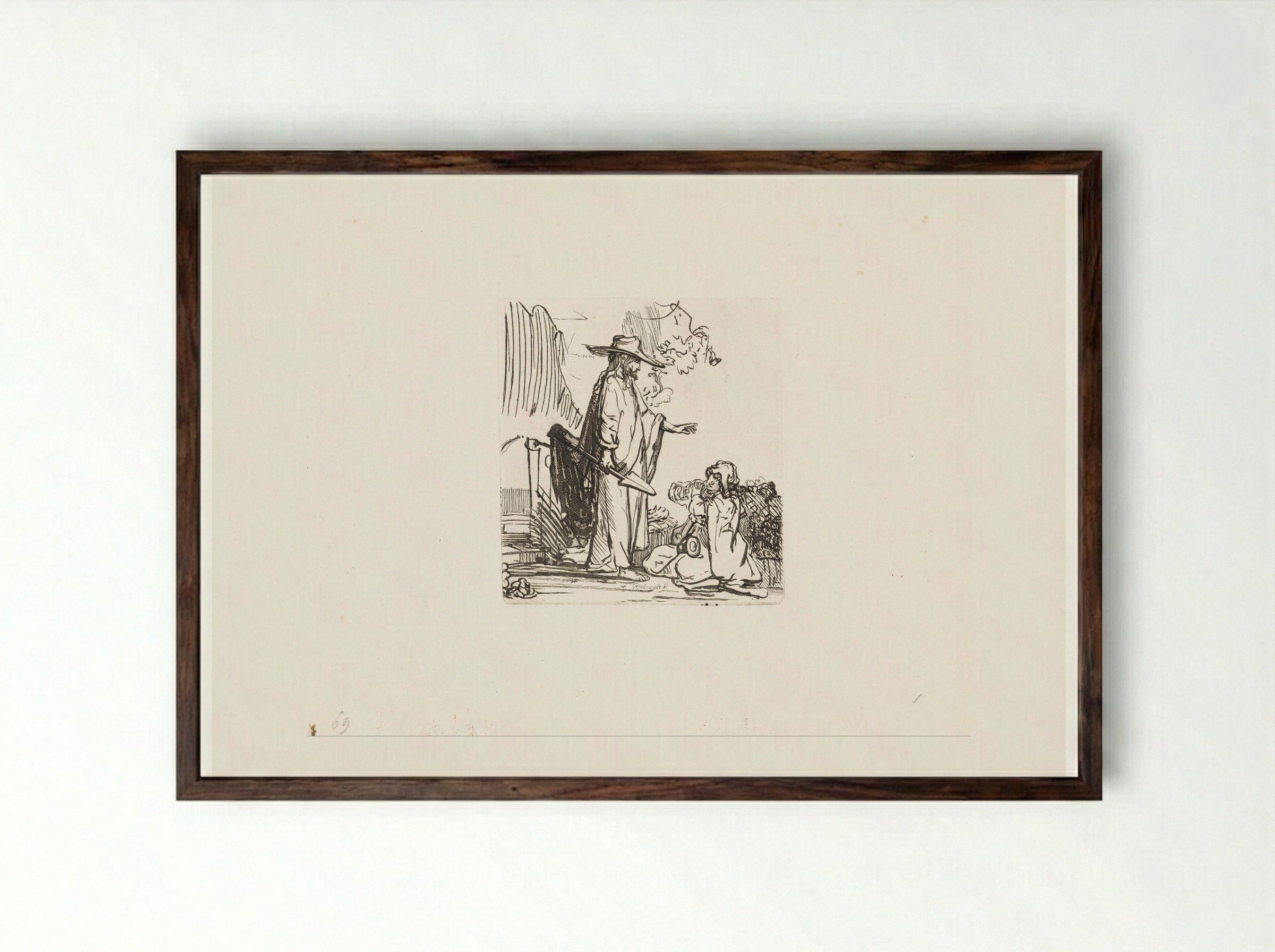 Christ Appearing to Mary Magdalene - Rembrandt van Rijn - Framed Print Dark Wood
