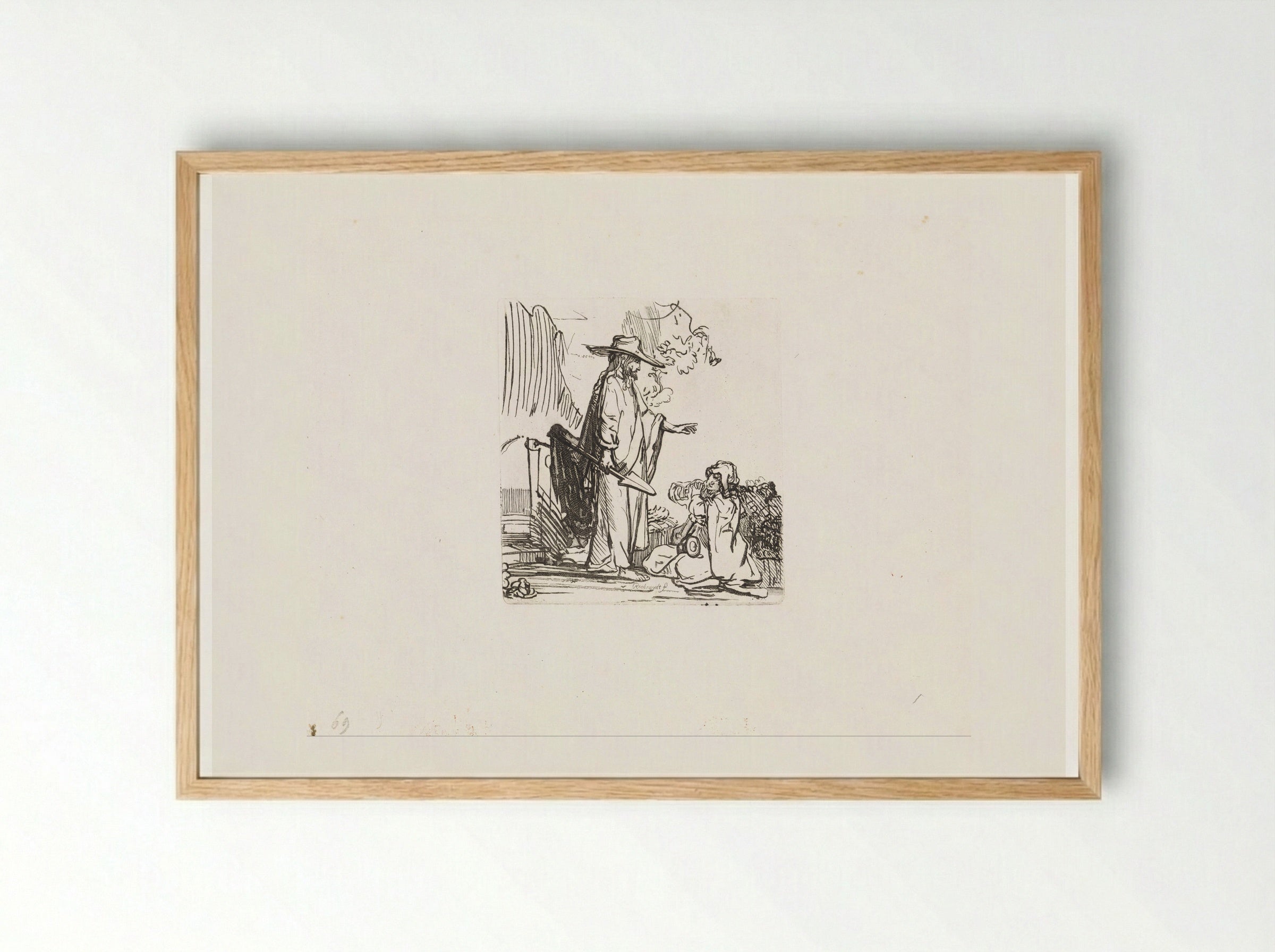 Christ Appearing to Mary Magdalene - Rembrandt van Rijn - Framed Print Wood