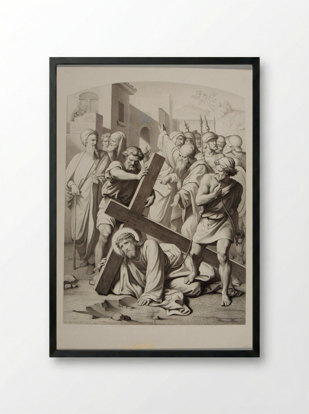 Christ Bearing the Cross - Thomas Casimir Regnault - Framed Print Black