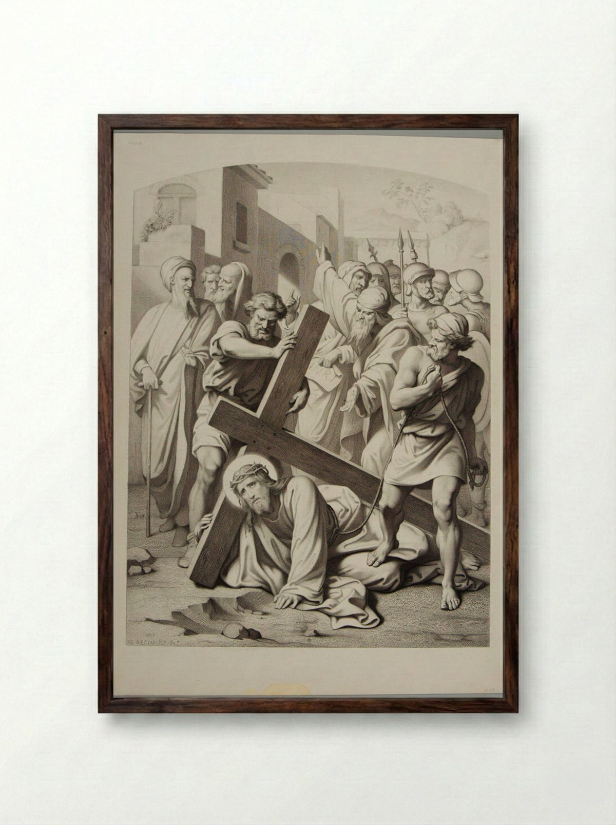 Christ Bearing the Cross - Thomas Casimir Regnault - Framed Print Dark Wood
